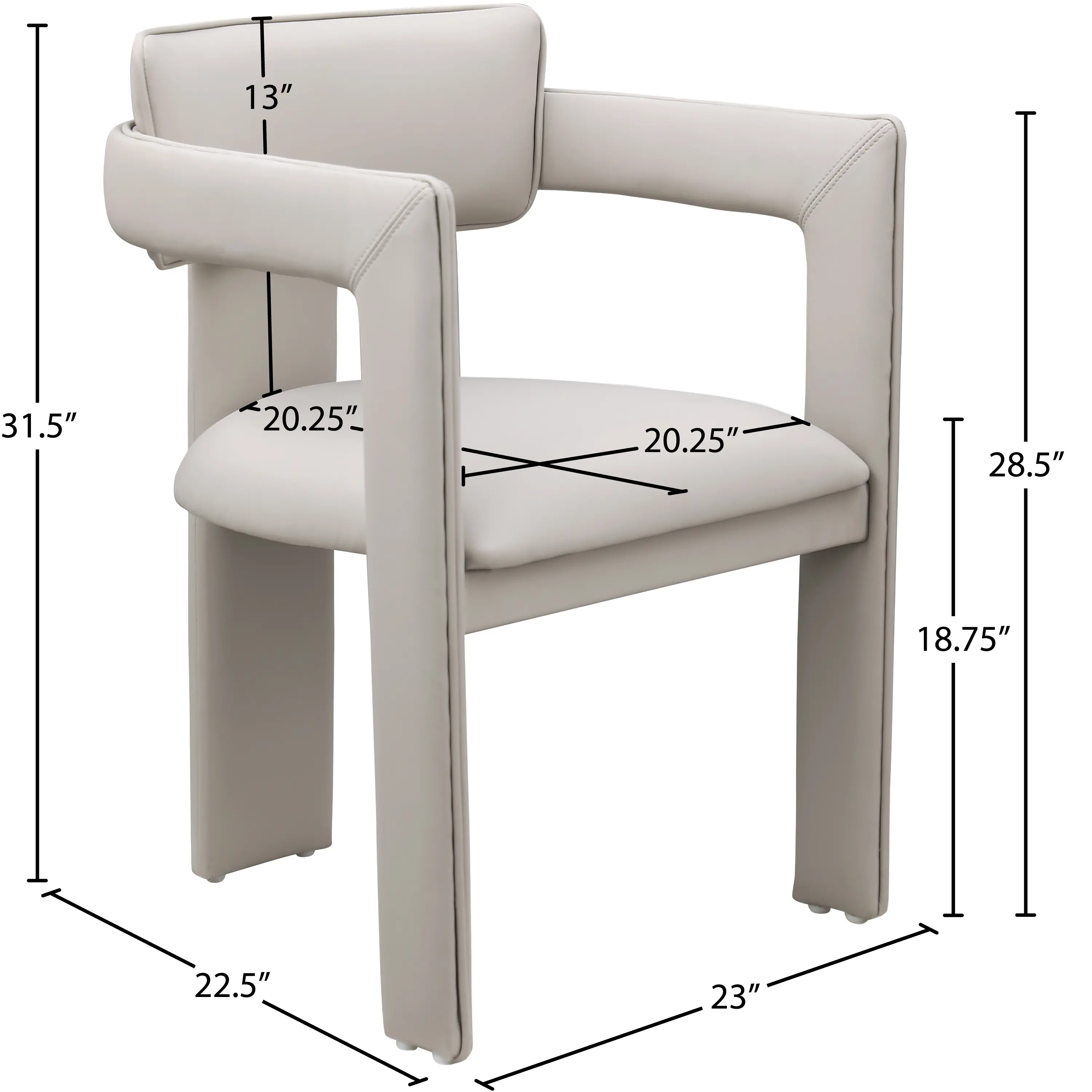 Brenda Taupe Vegan Leather Upholstered Dining Chair, Set of 2-3