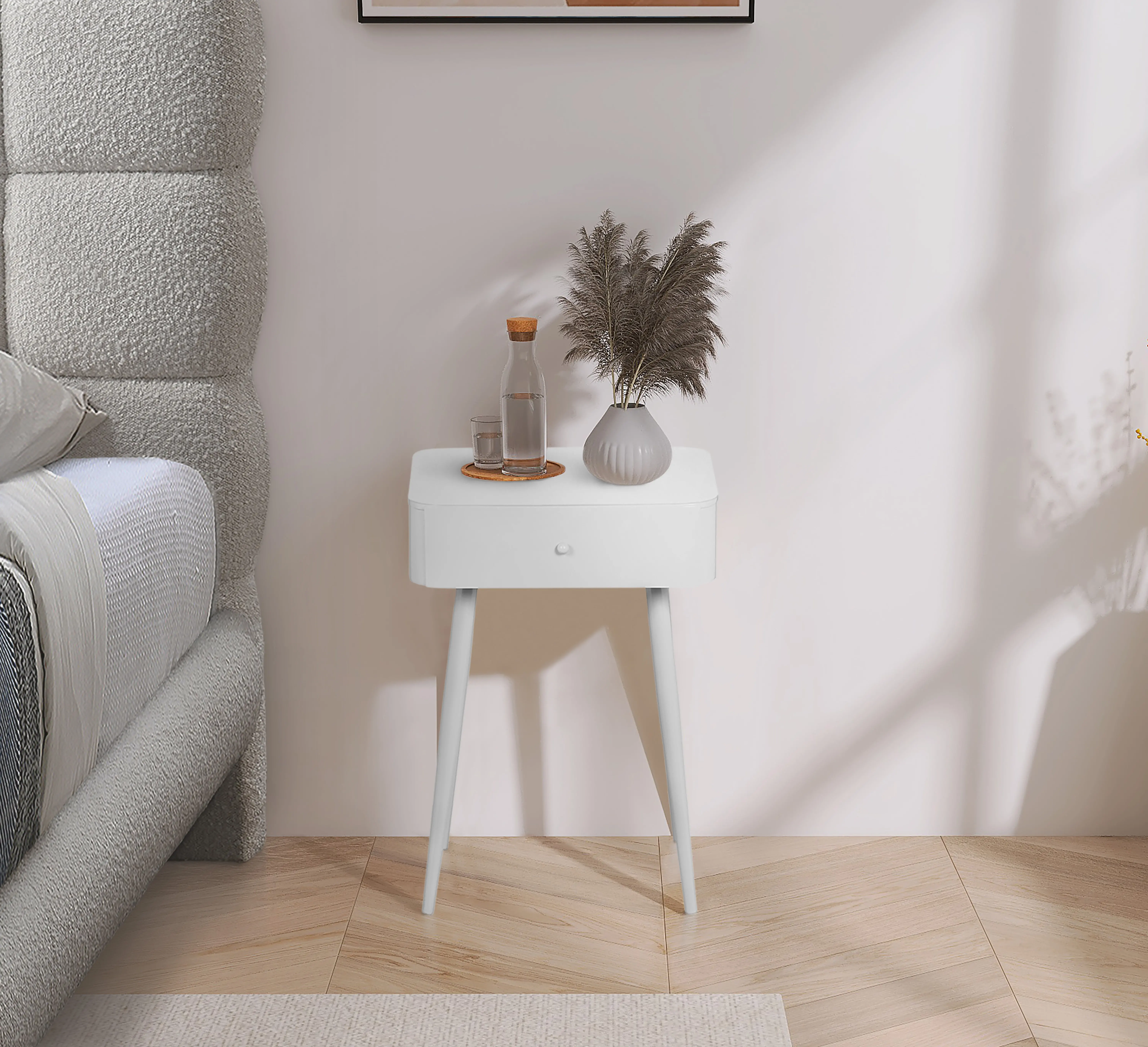 Rylan White Iron Nightstand-1