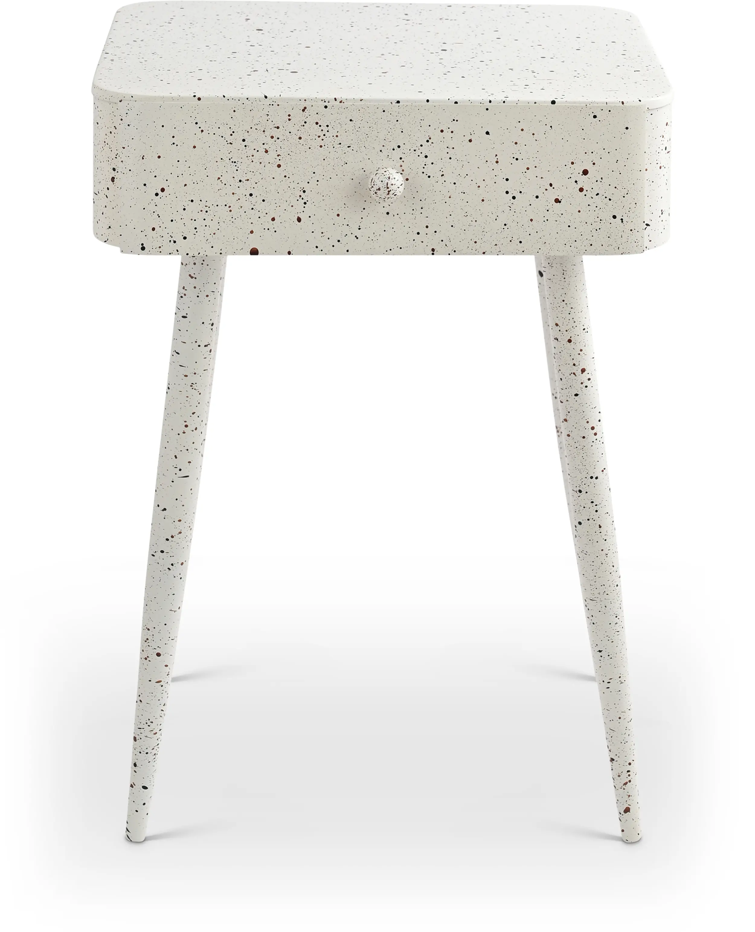 Rylan White Terrazzo Iron Nightstand-2