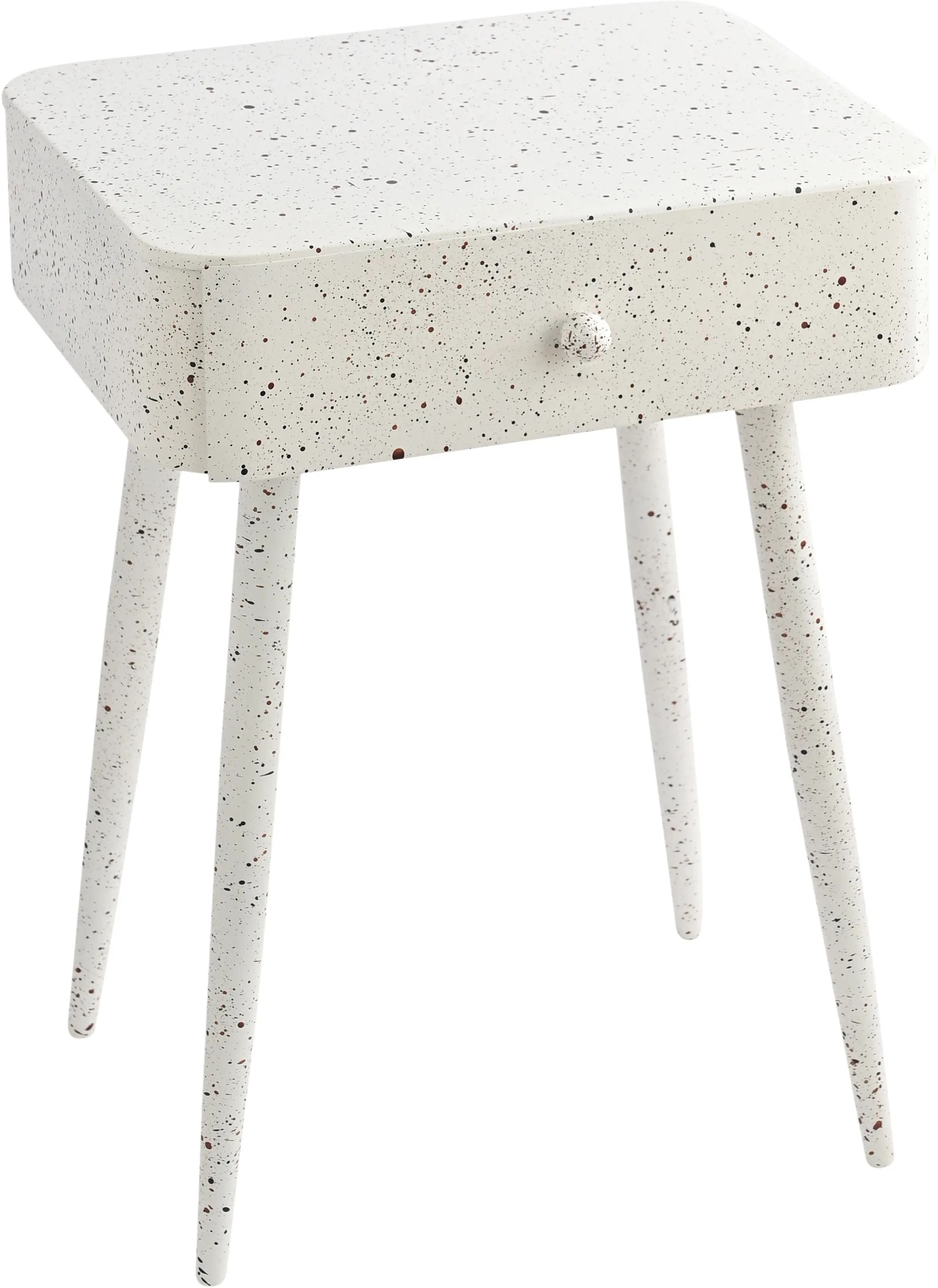Rylan White Terrazzo Iron Nightstand-3
