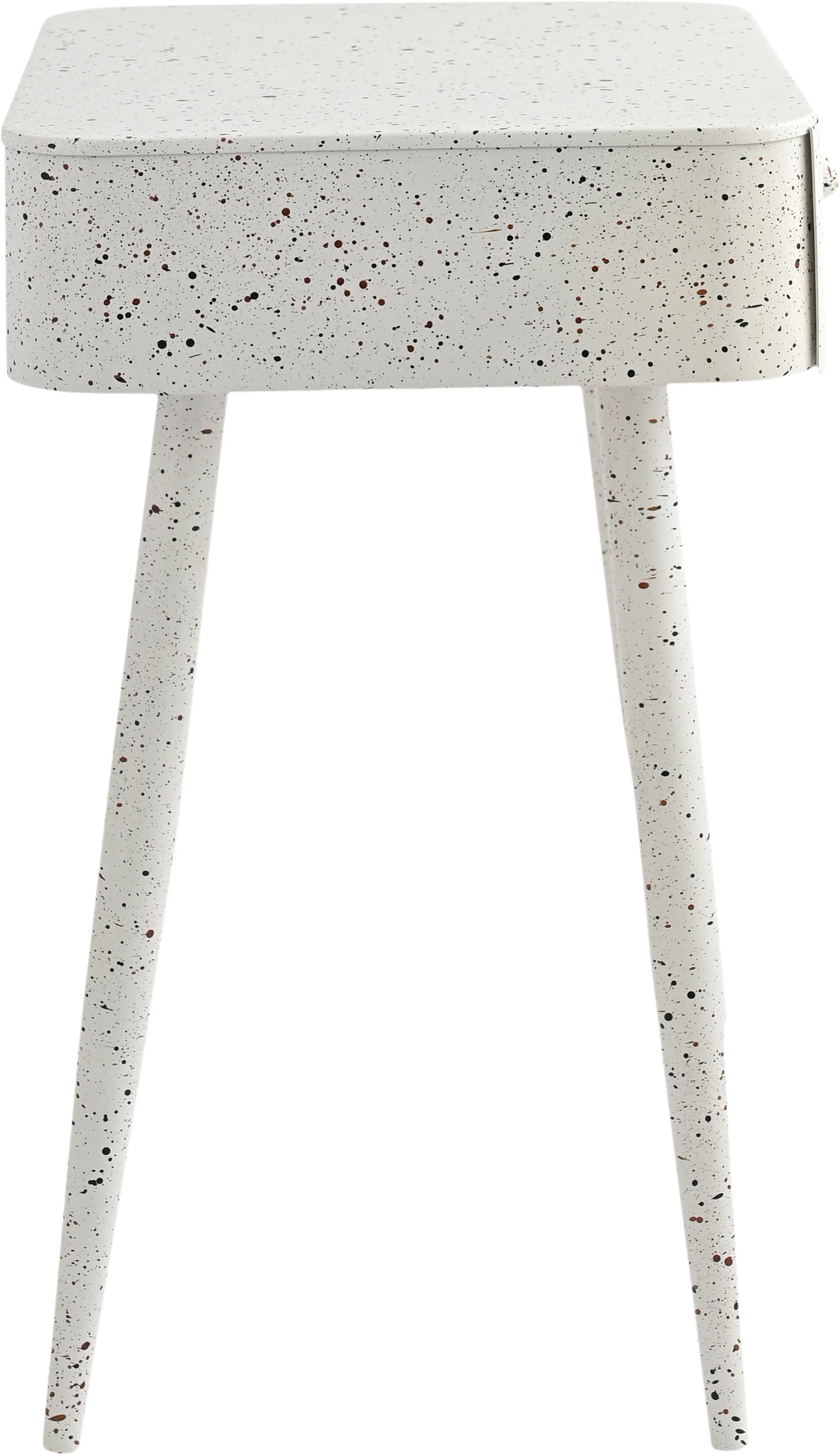 Rylan White Terrazzo Iron Nightstand-4