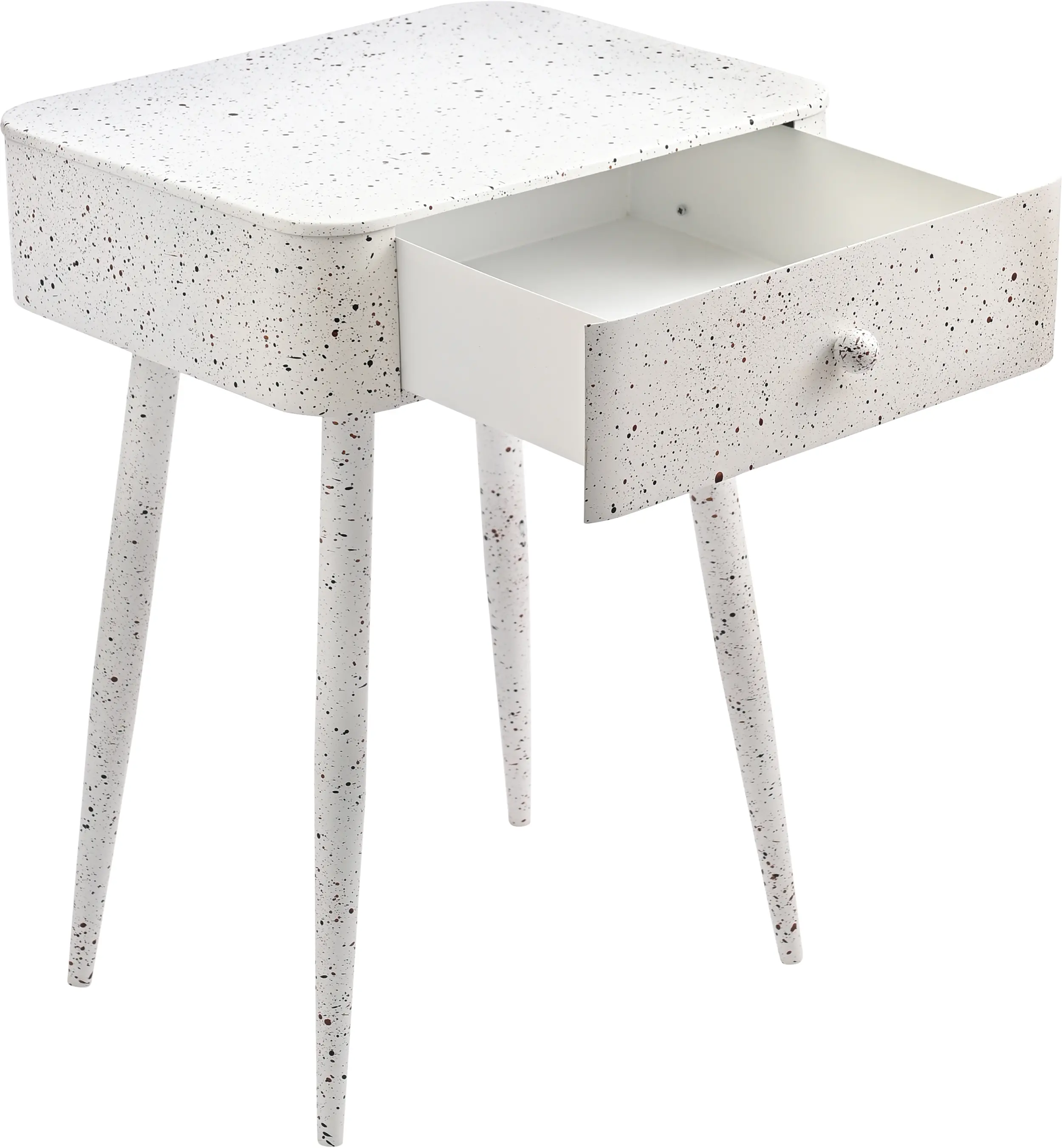 Rylan White Terrazzo Iron Nightstand-5