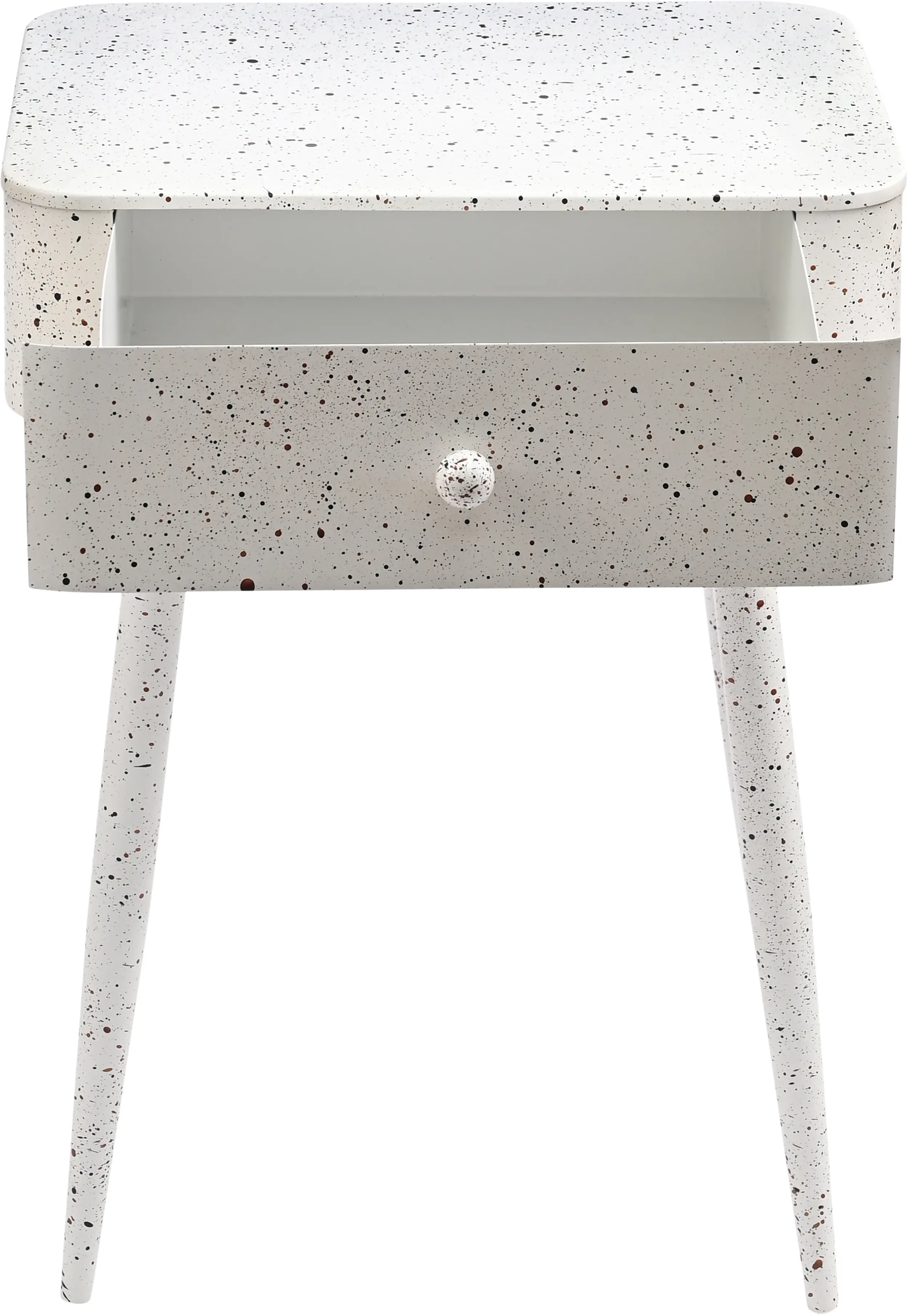 Rylan White Terrazzo Iron Nightstand-6
