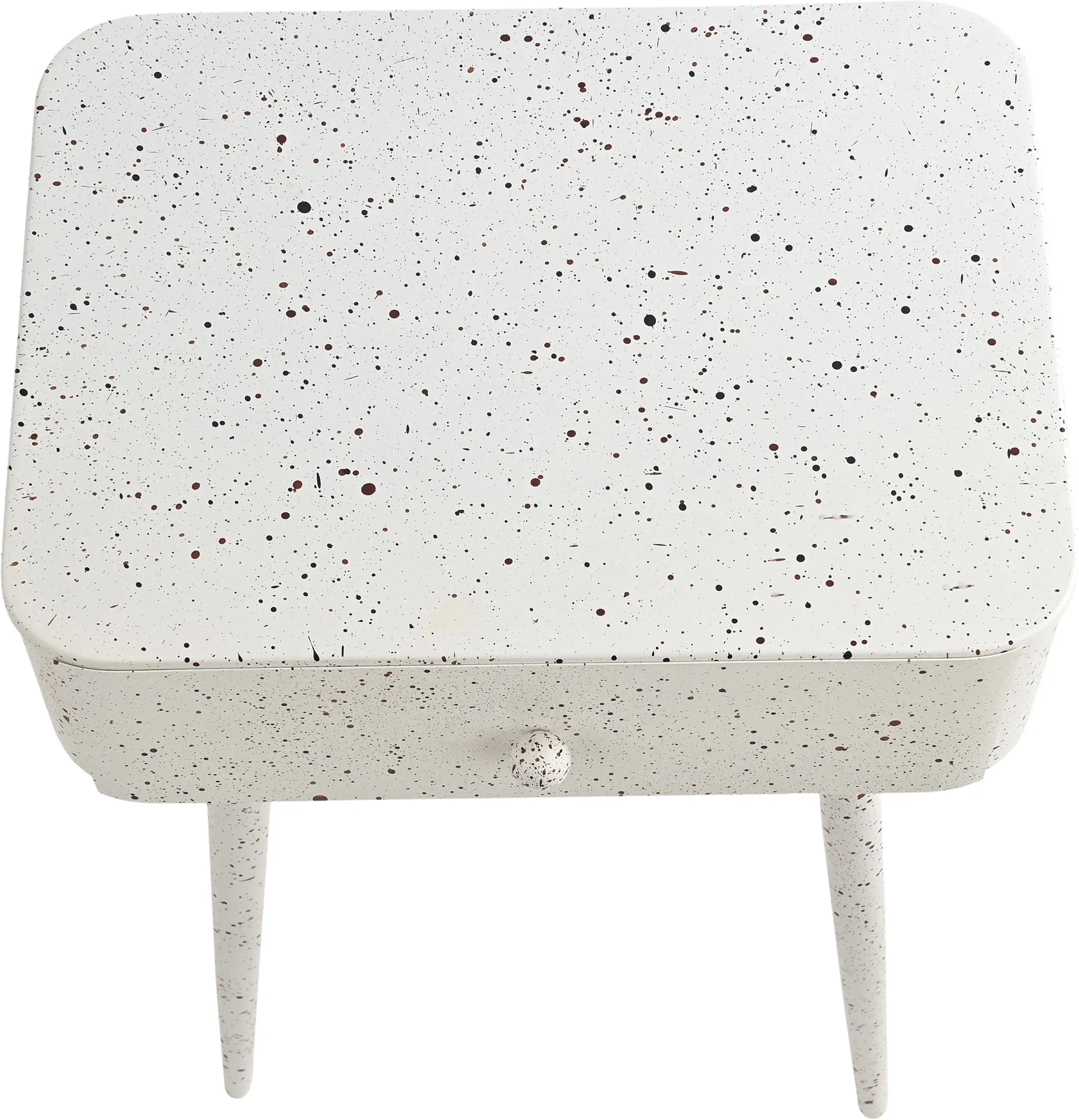 Rylan White Terrazzo Iron Nightstand-7