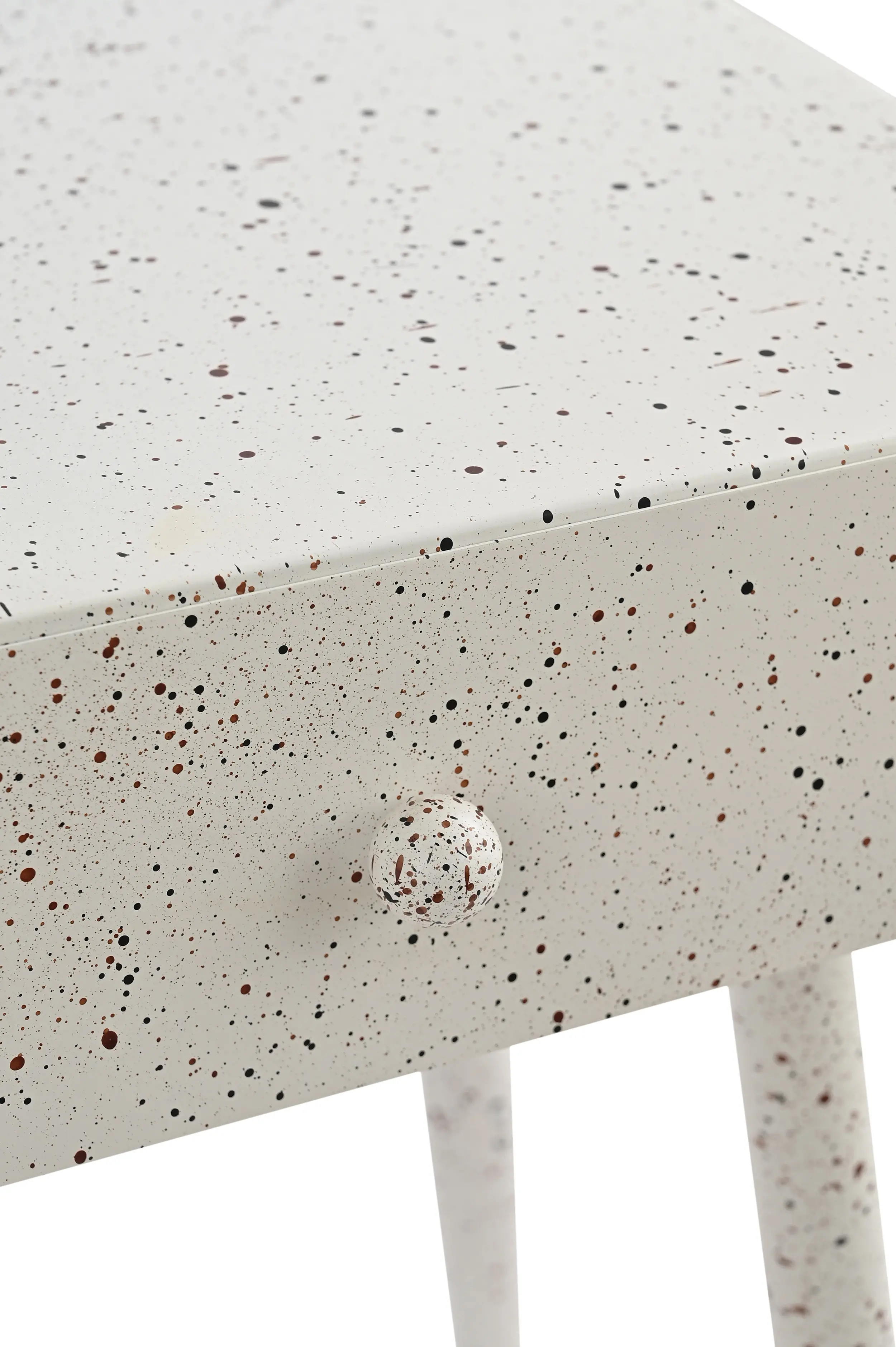 Rylan White Terrazzo Iron Nightstand-8