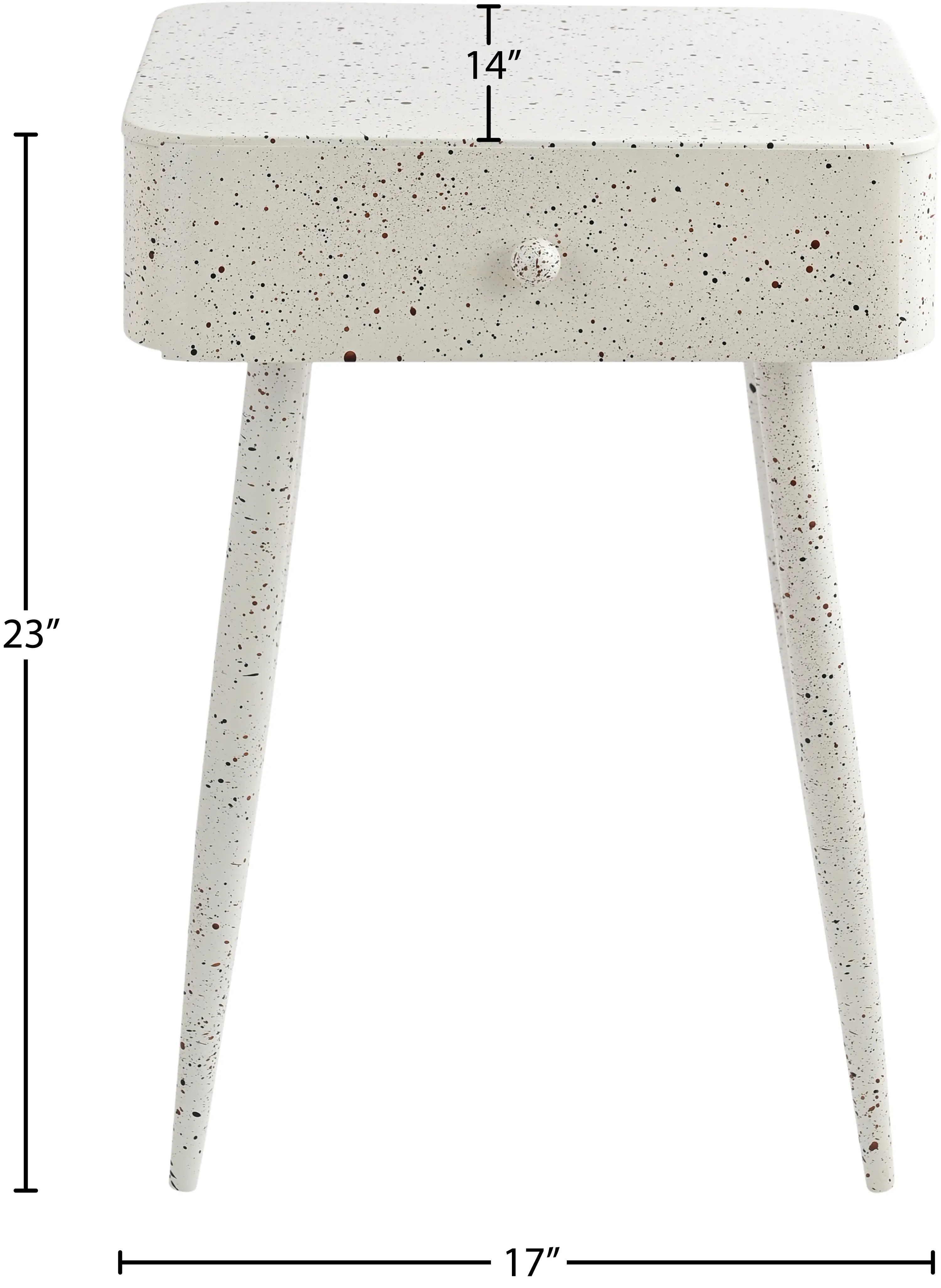 Rylan White Terrazzo Iron Nightstand-9