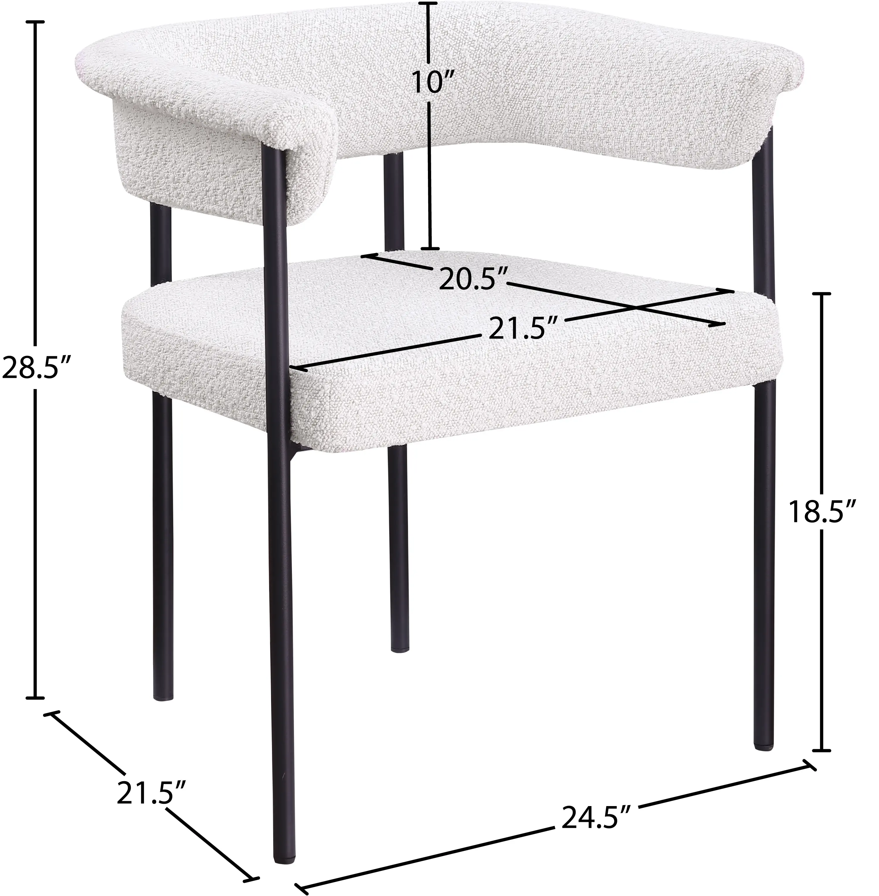 Malin Cream Boucle Upholstered Dining Chair, Set of 2-3