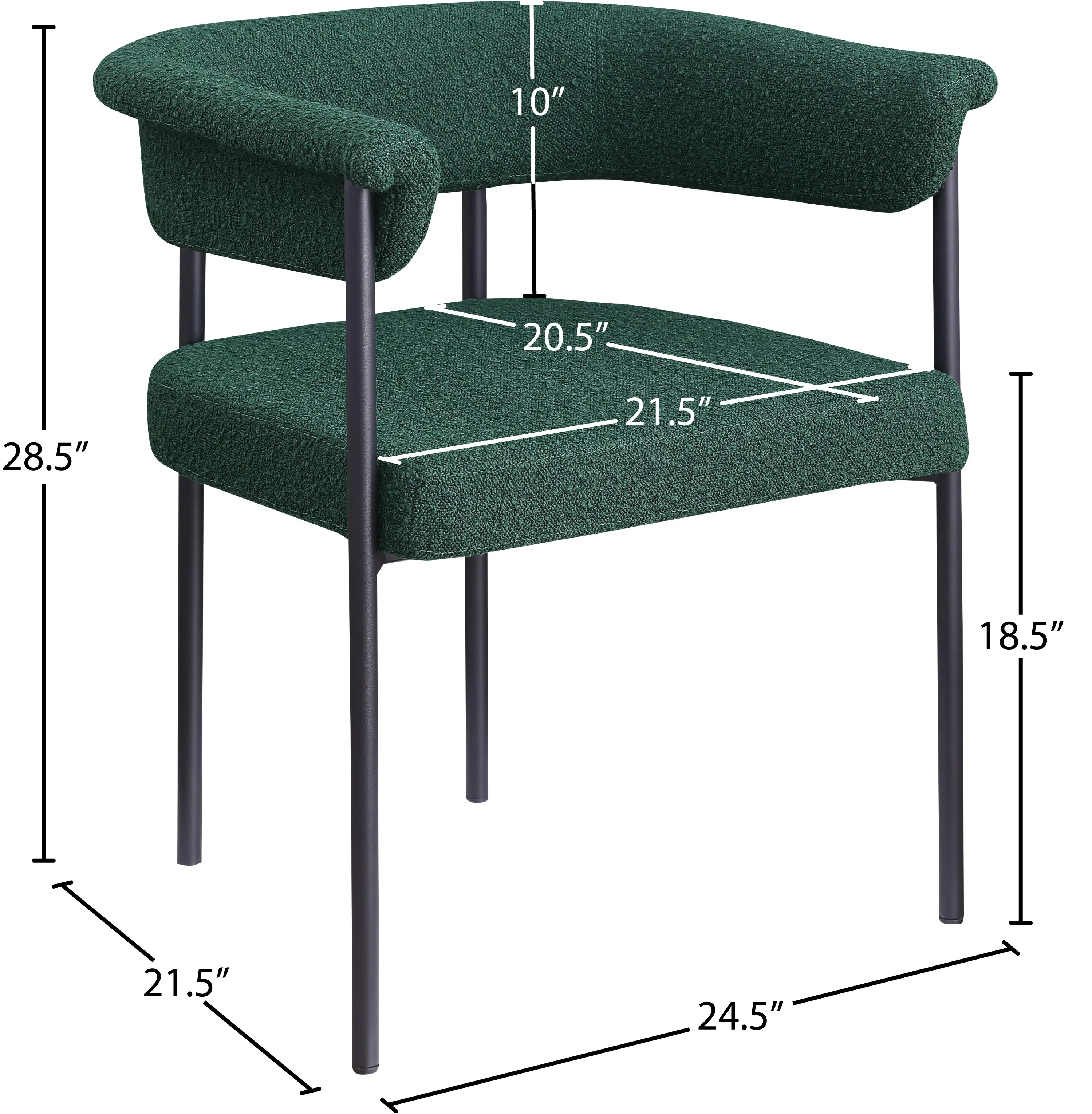 Malin Green Boucle Upholstered Dining Chair, Set of 2-3