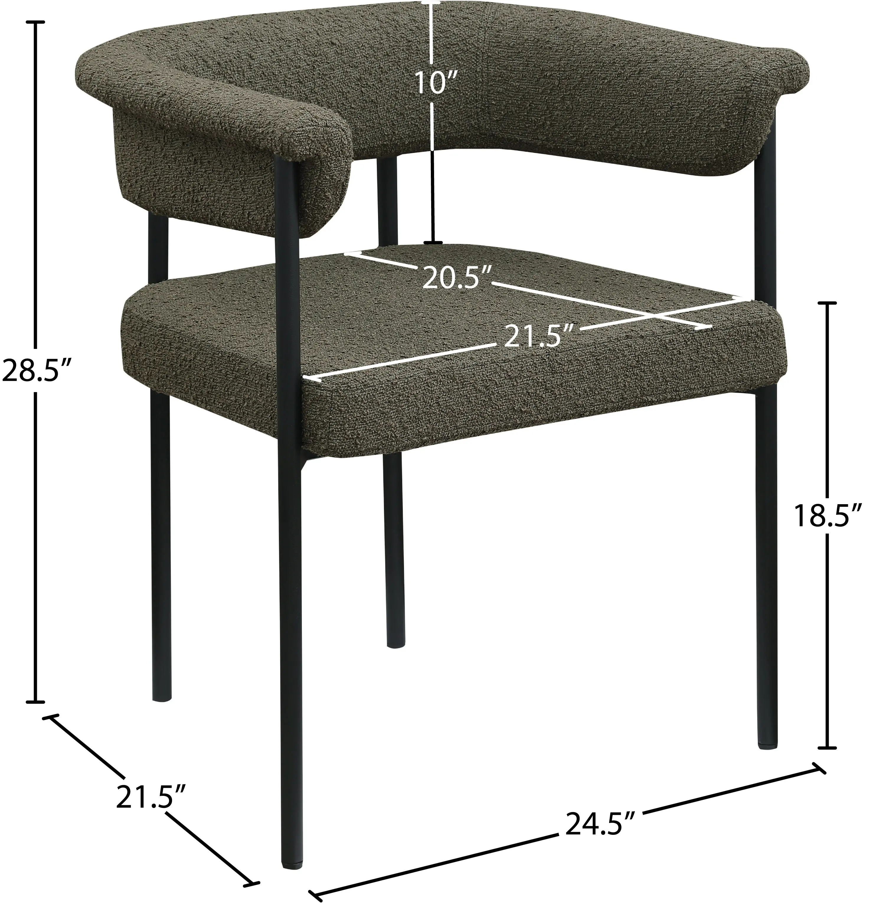 Malin Olive Boucle Upholstered Dining Chair, Set of 2-3