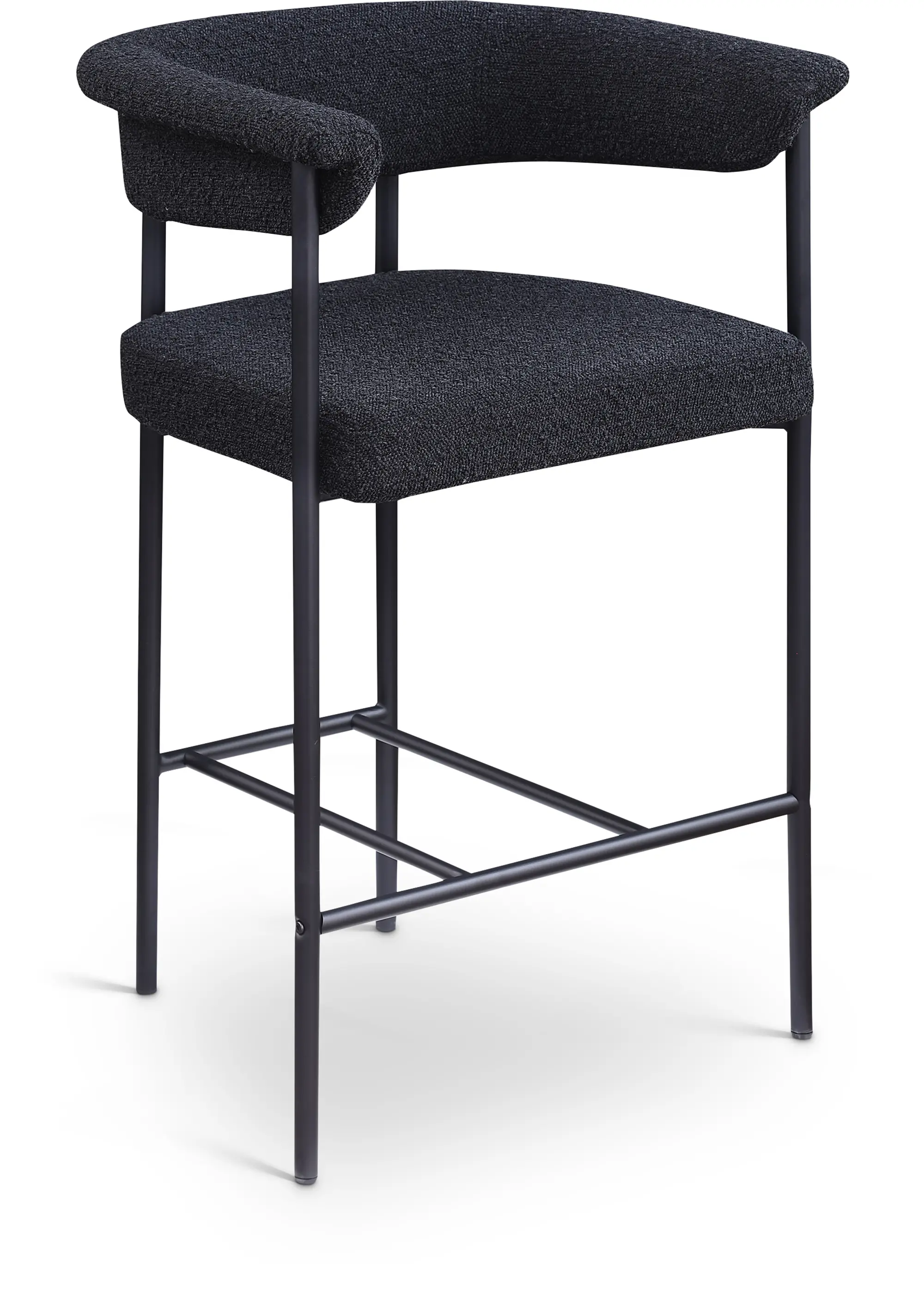 Malin Black Boucle Upholstered Counter Stool, Set of 2-1