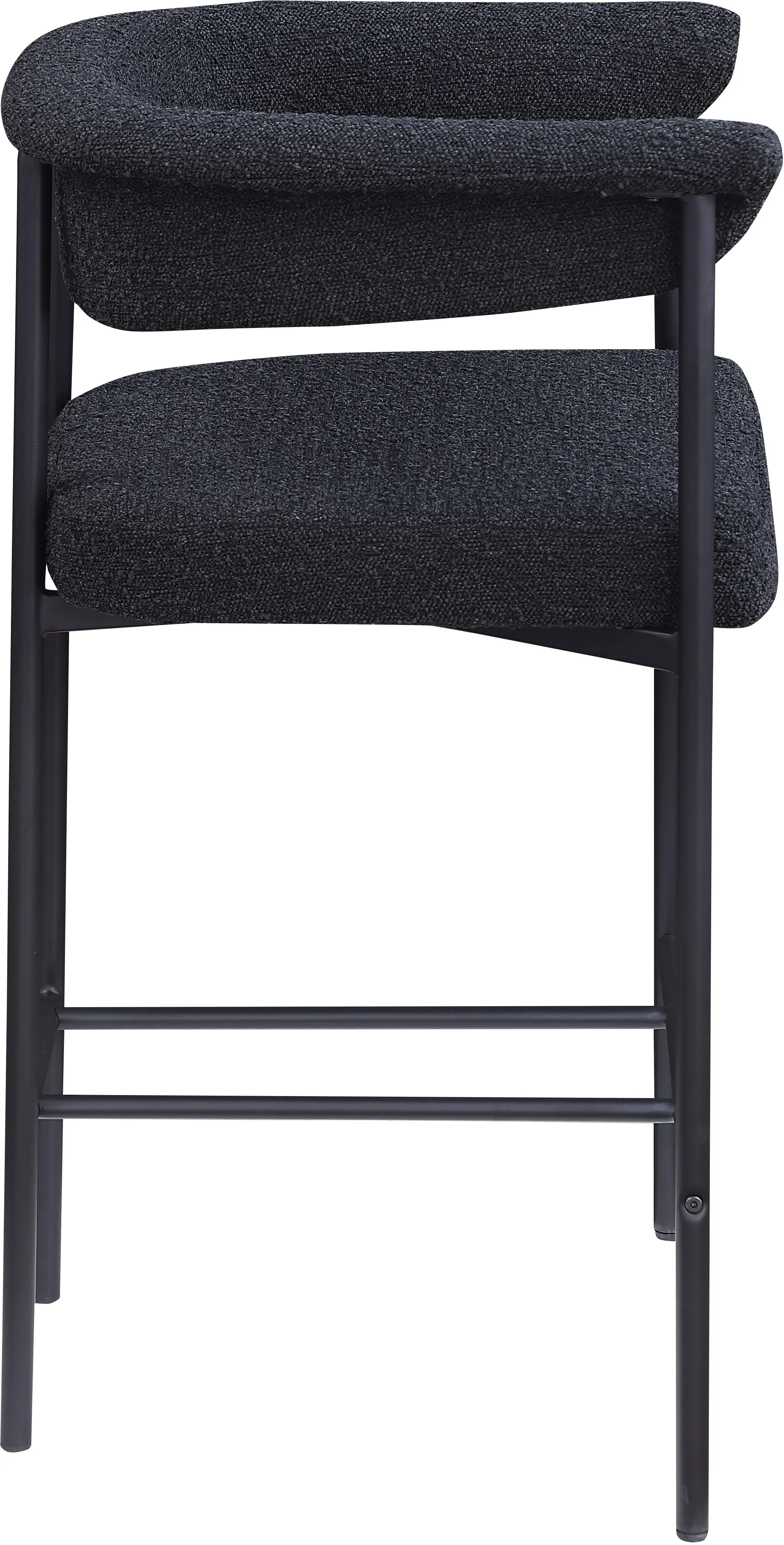 Malin Black Boucle Upholstered Counter Stool, Set of 2-5