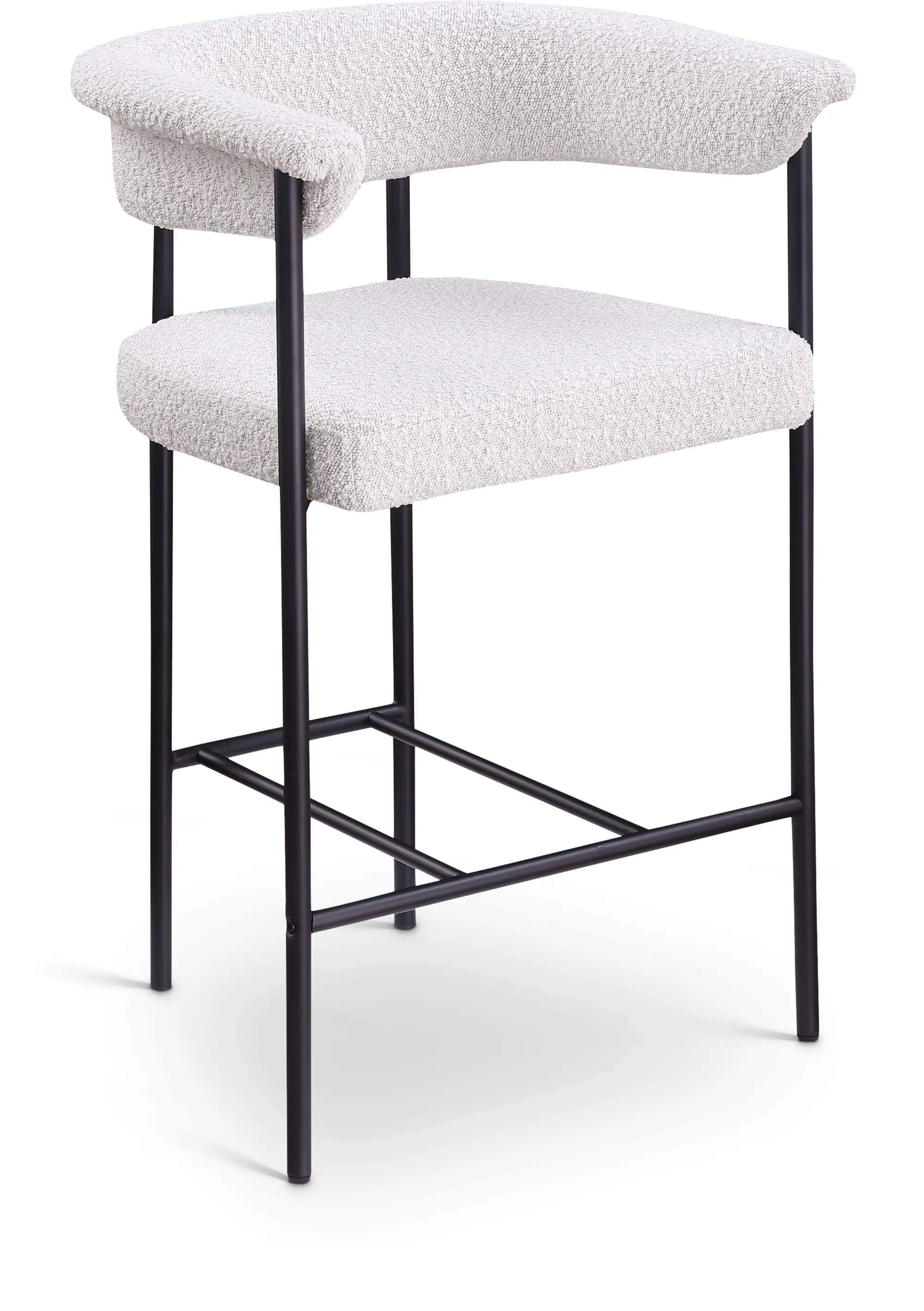 Malin Cream Boucle Upholstered Counter Stool, Set of 2-1