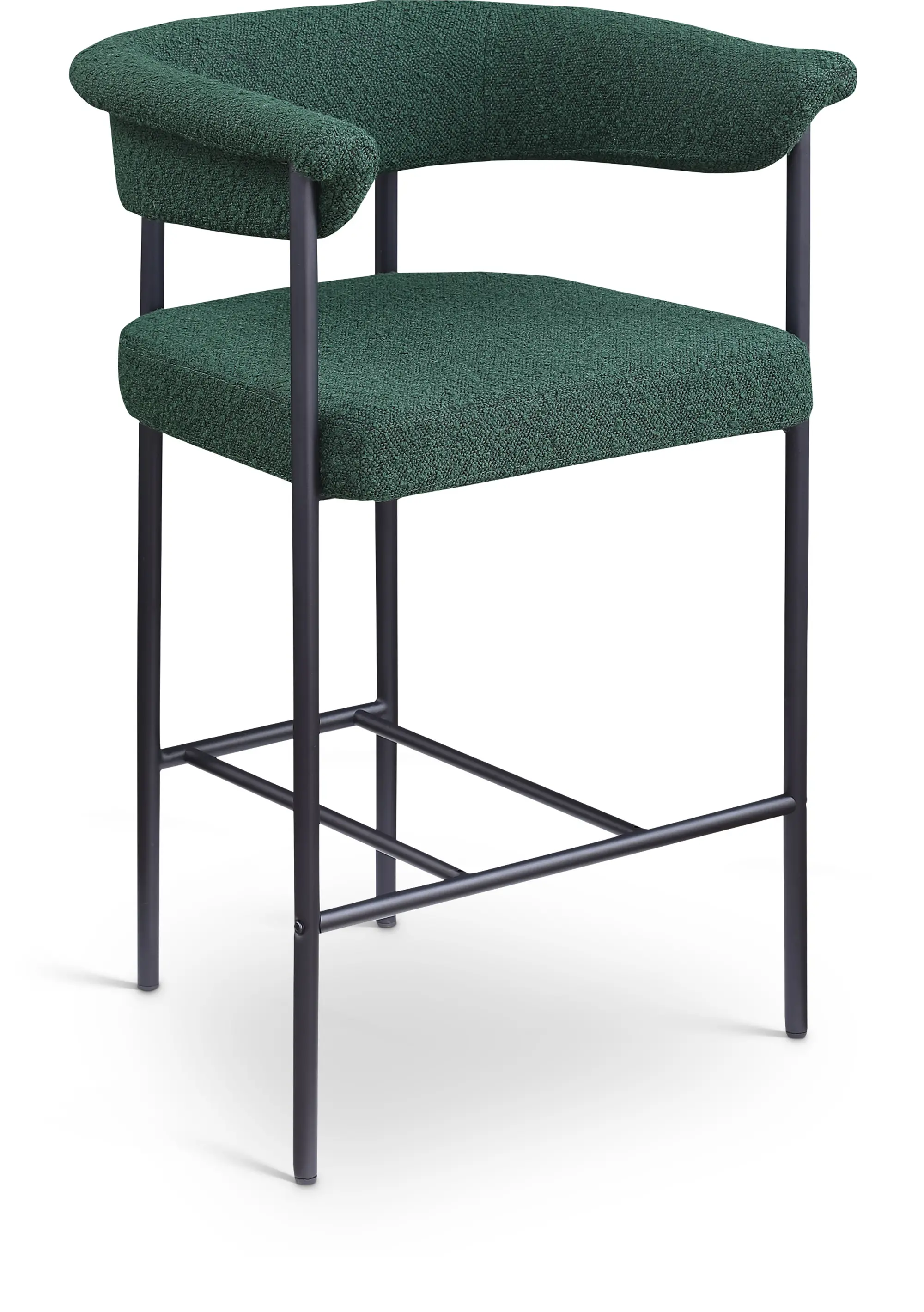 Malin Green Boucle Upholstered Counter Stool, Set of 2-1