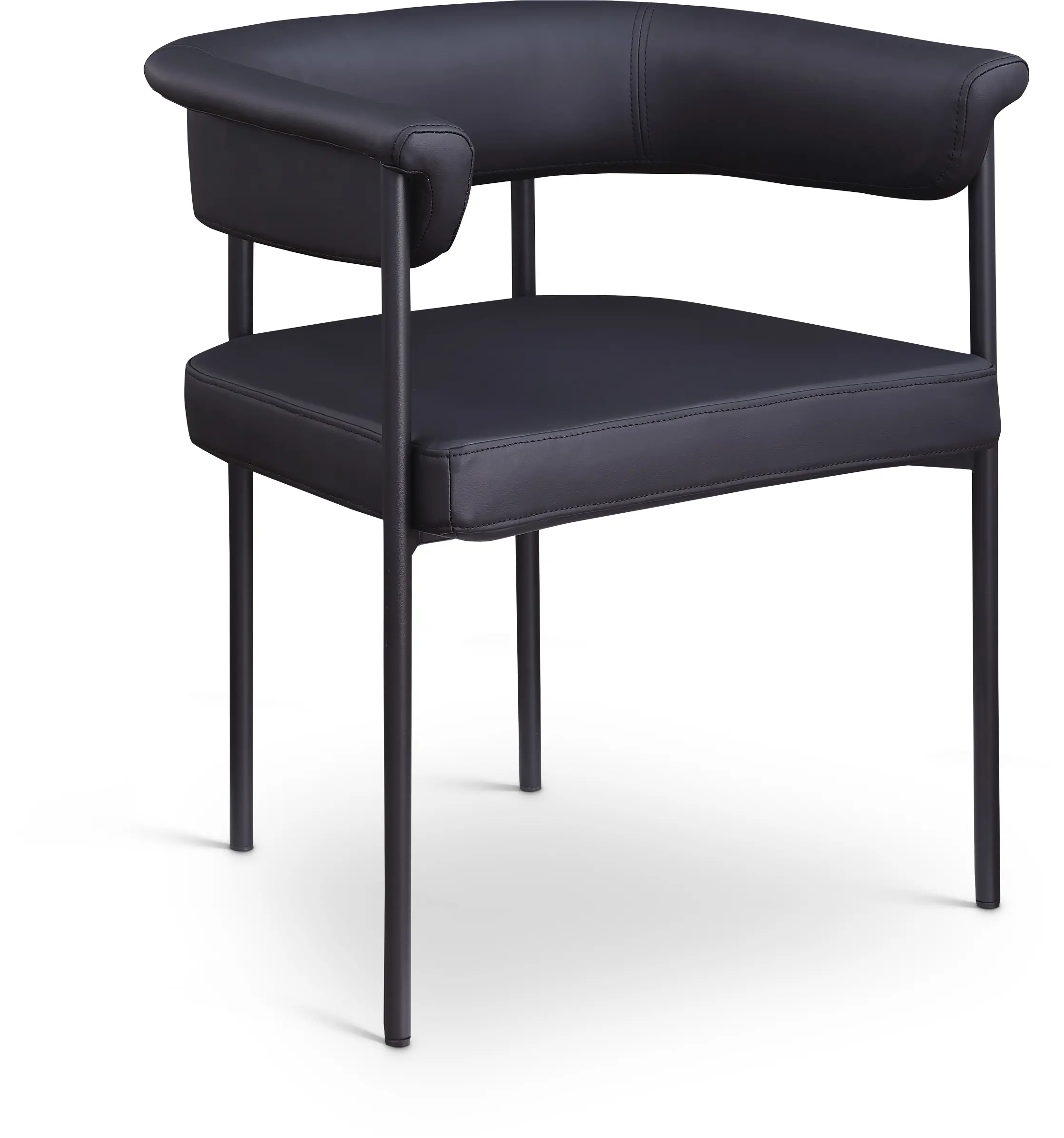 Malin Black Vegan Leather Upholstered Dining Chair, Set of 2-1
