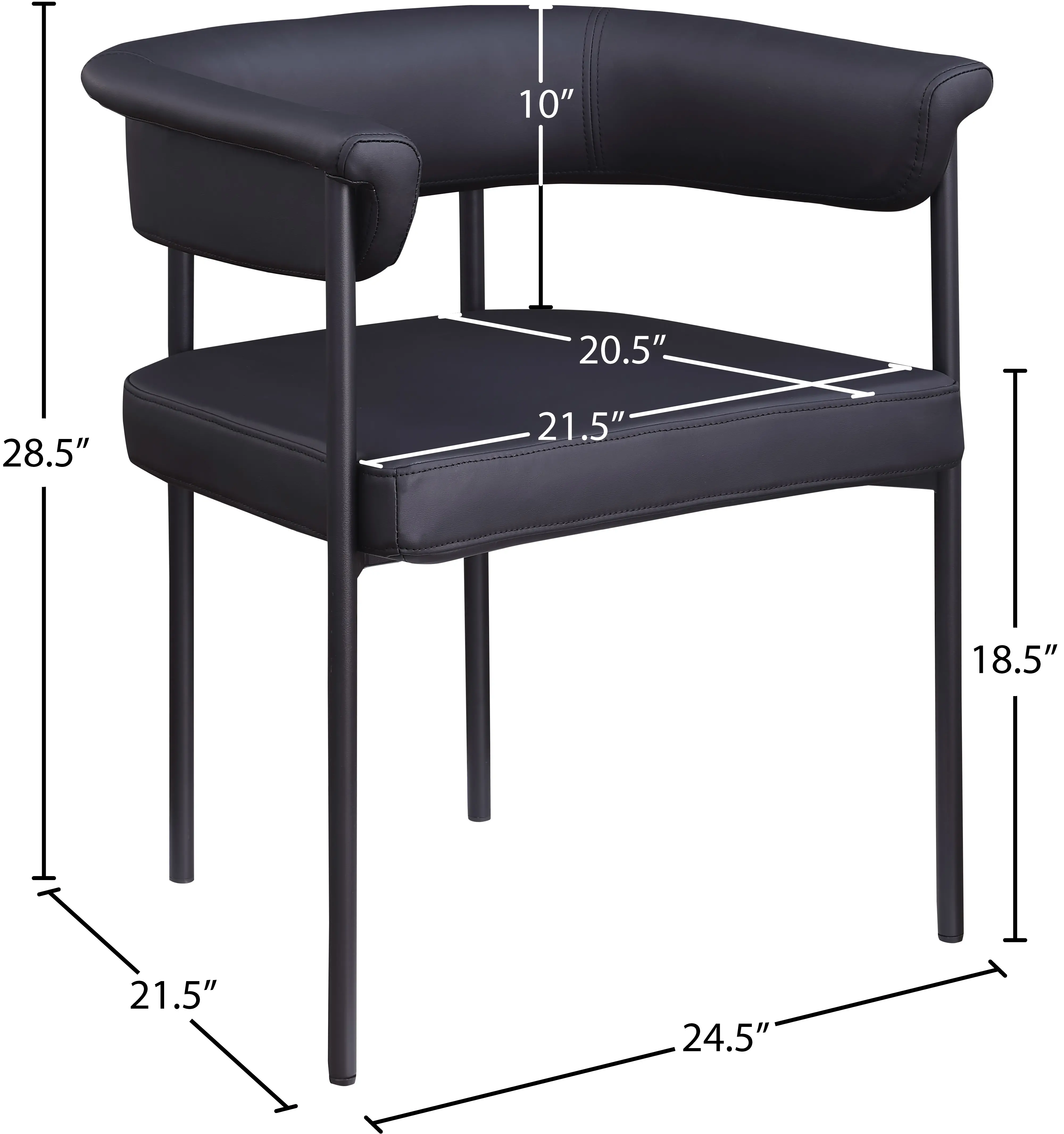 Malin Black Vegan Leather Upholstered Dining Chair, Set of 2-3