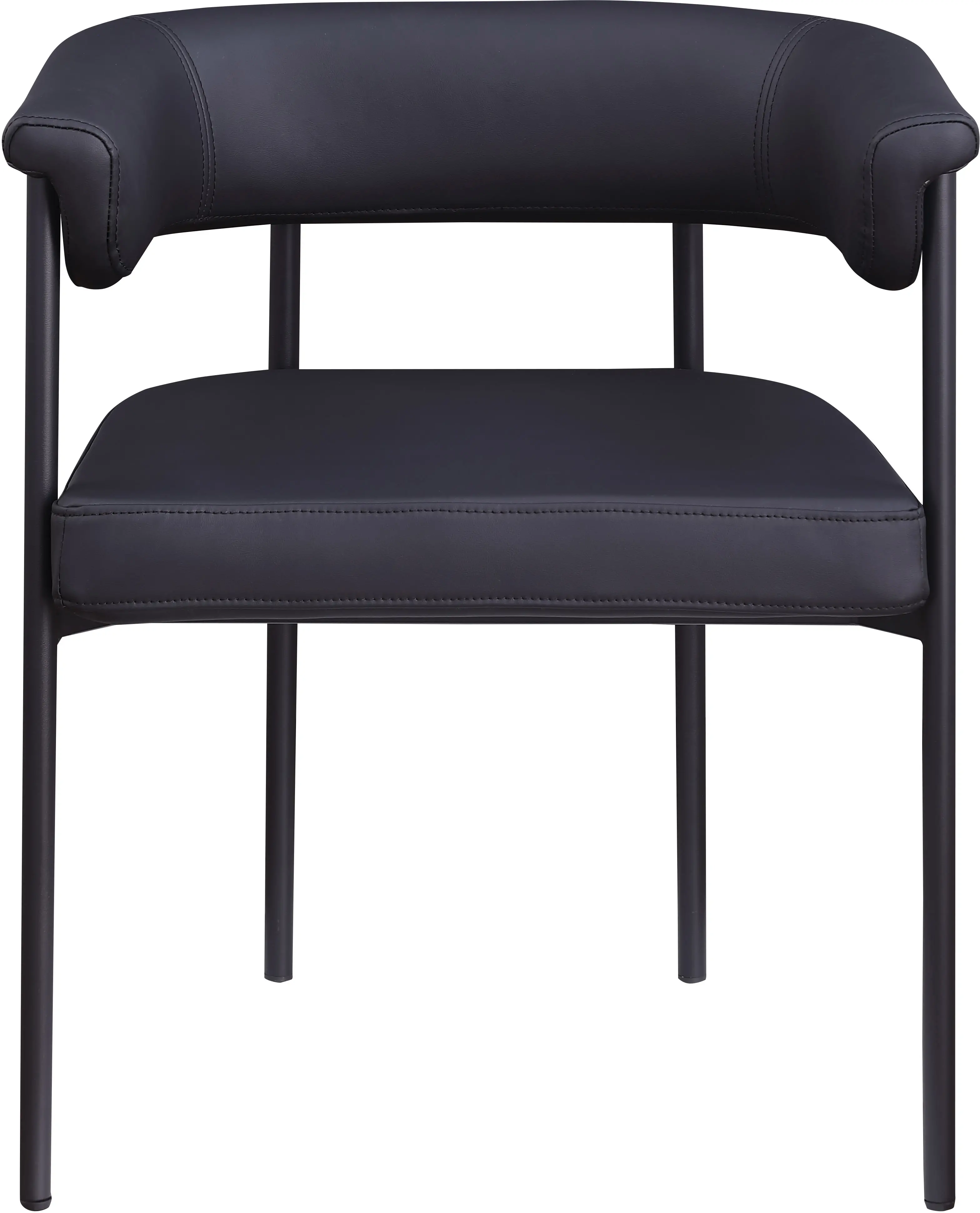 Malin Black Vegan Leather Upholstered Dining Chair, Set of 2-4
