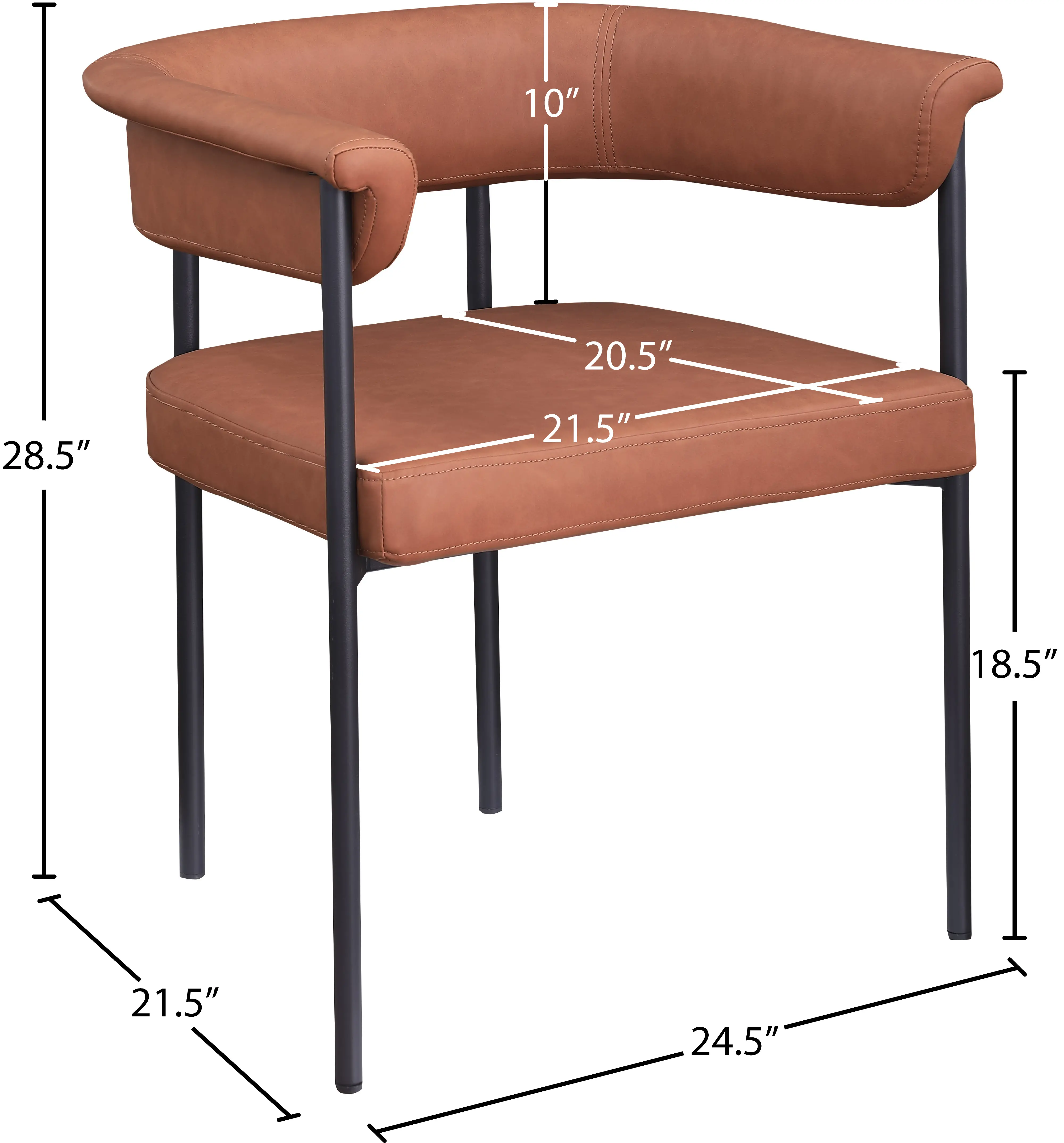 Malin Cognac Vegan Leather Upholstered Dining Chair, Set of 2-3