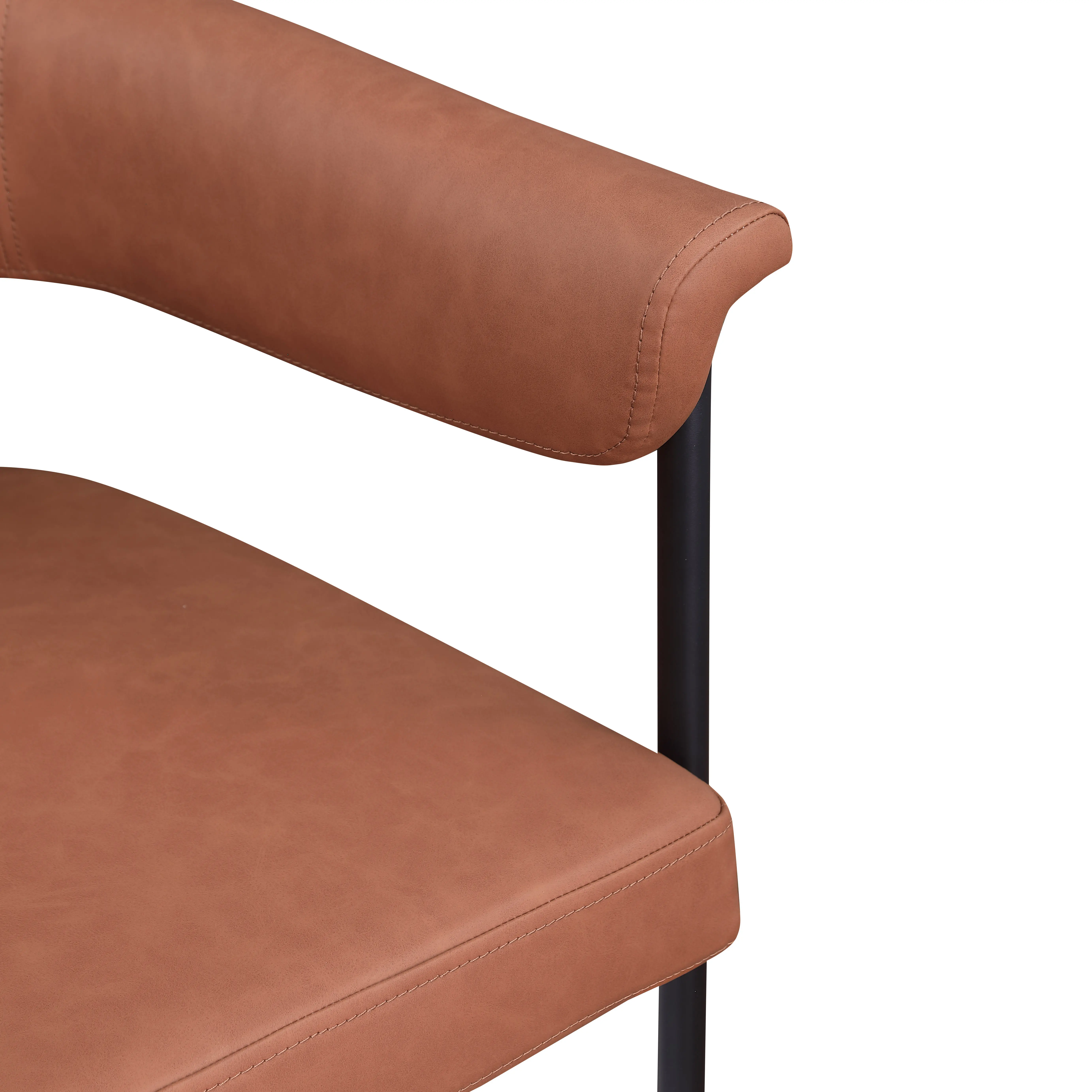 Malin Cognac Vegan Leather Upholstered Dining Chair, Set of 2-8