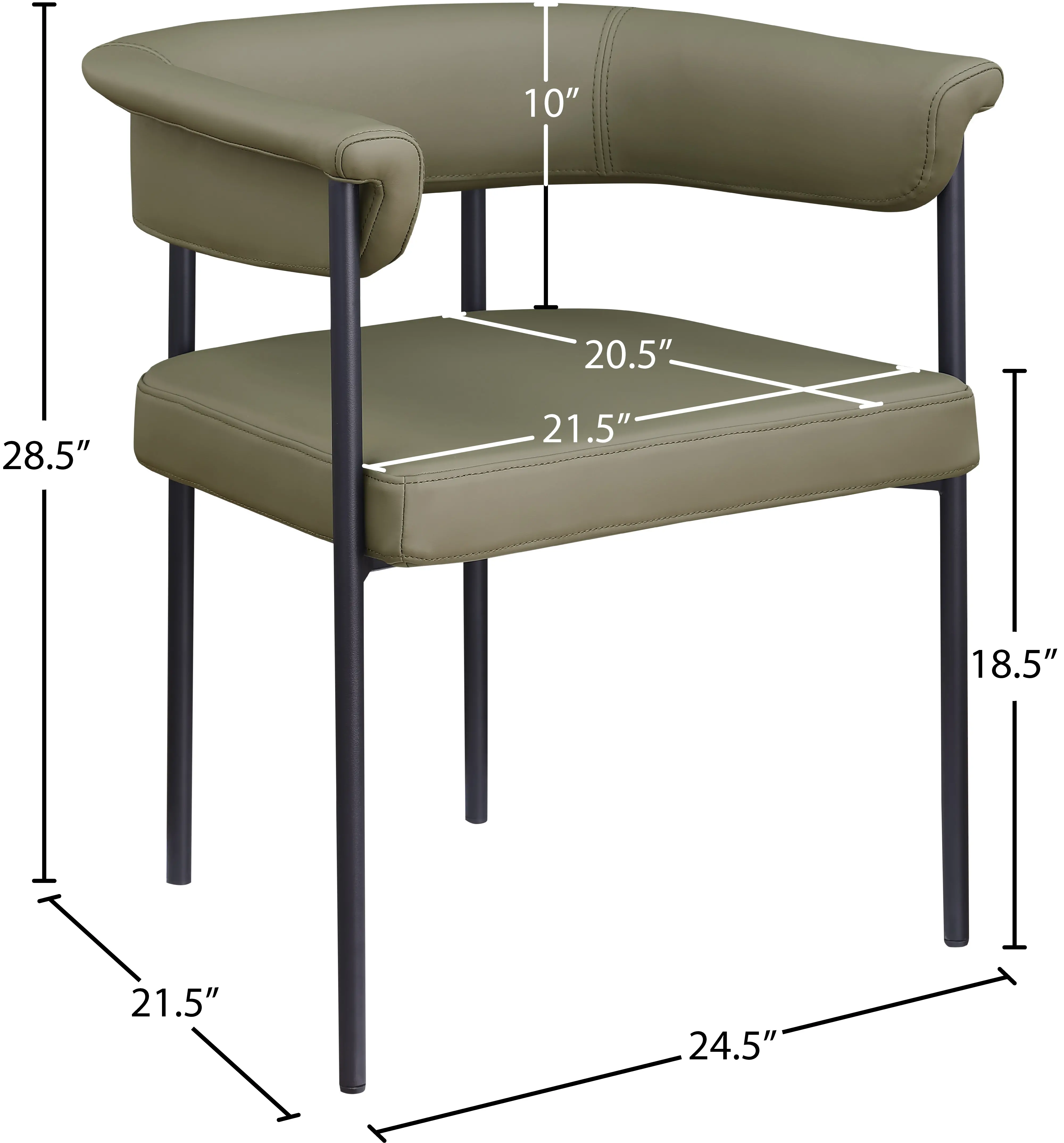 Malin Olive Vegan Leather Upholstered Dining Chair, Set of 2-3