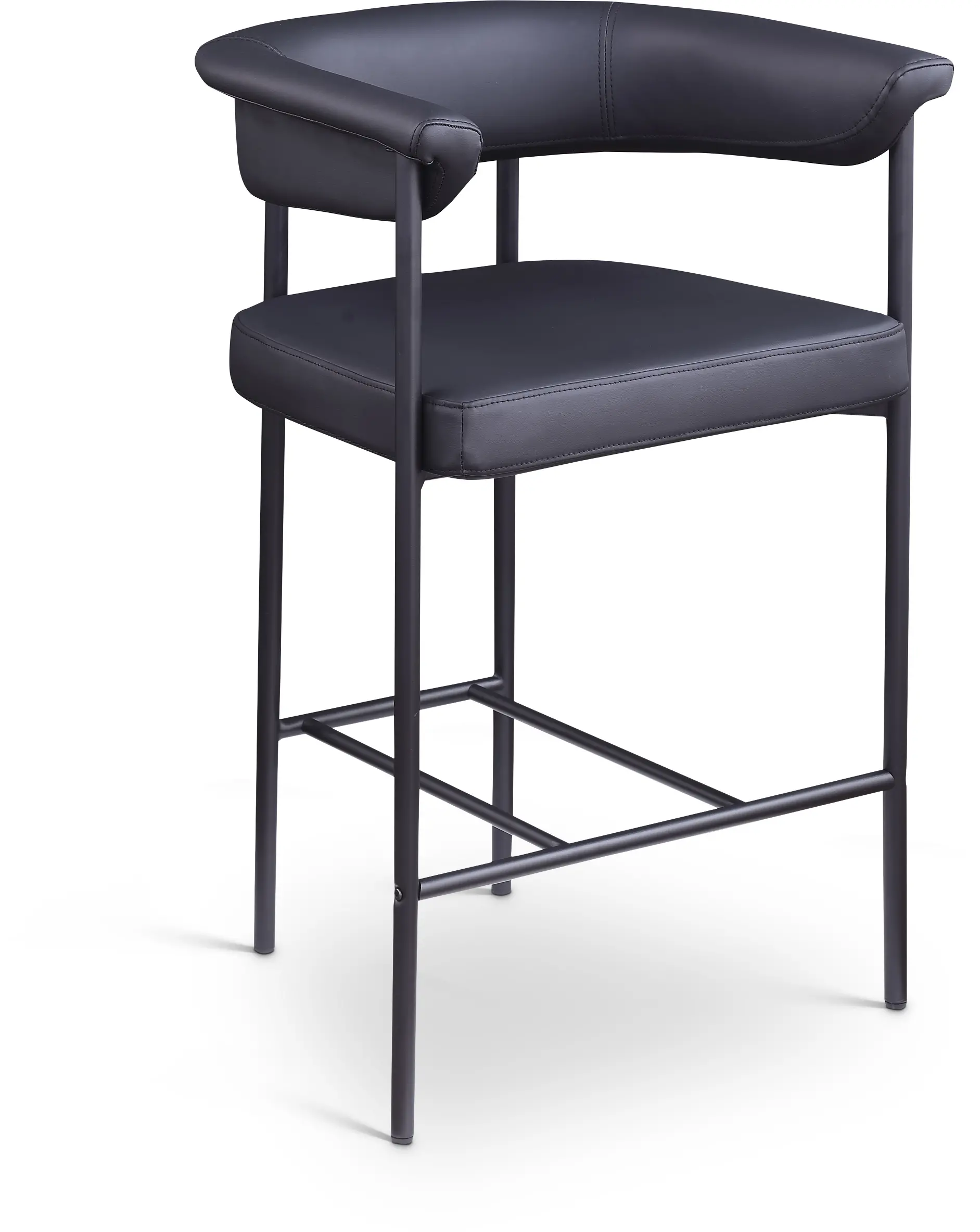 Malin Black Vegan Leather Upholstered Counter Stool, Set of 2-1