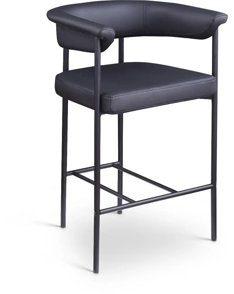 Malin Black Vegan Leather Upholstered Counter Stool, Set of 2