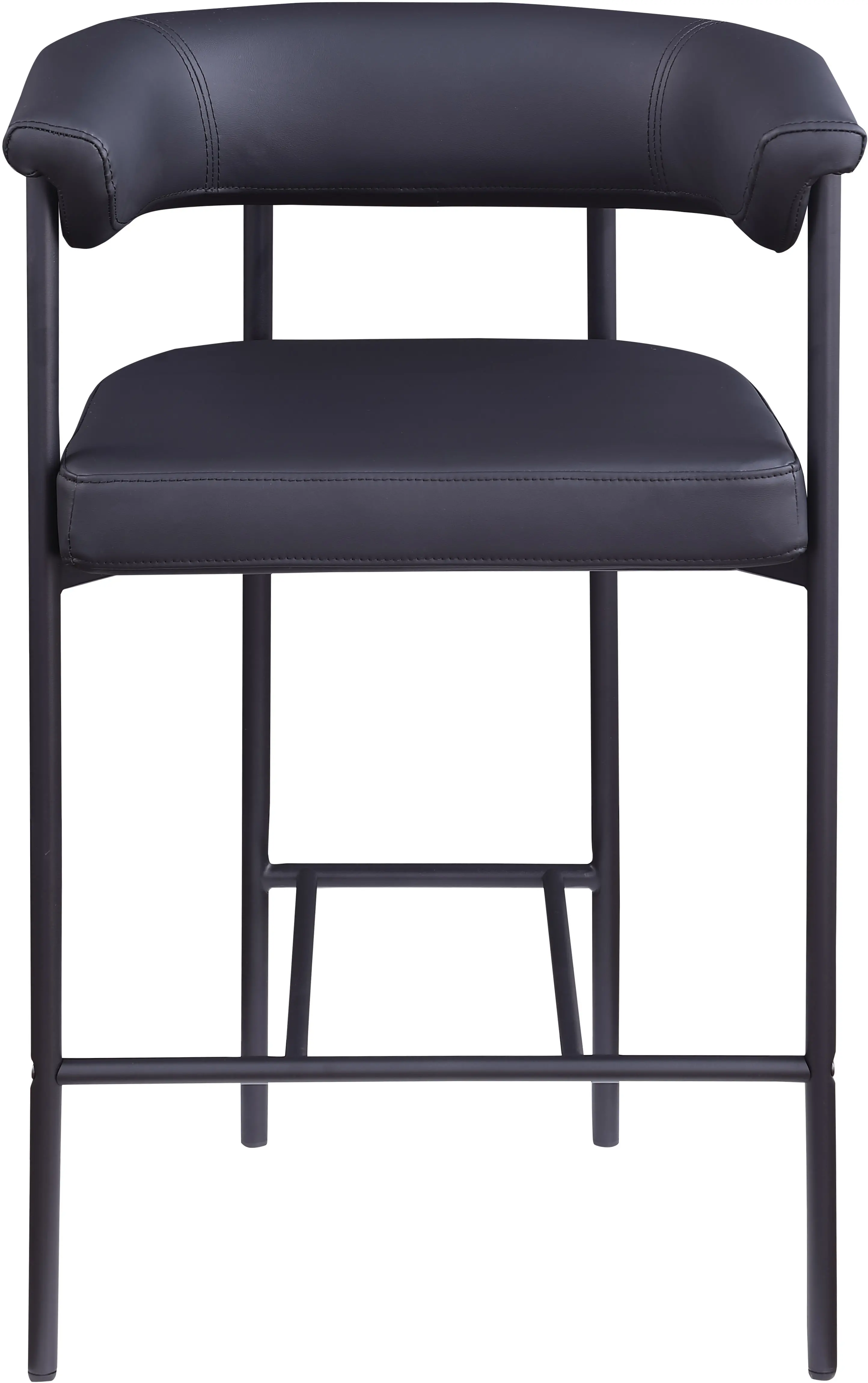 Malin Black Vegan Leather Upholstered Counter Stool, Set of 2-4