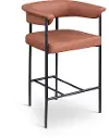 Malin Cognac Vegan Leather Upholstered Counter Stool, Set of 2