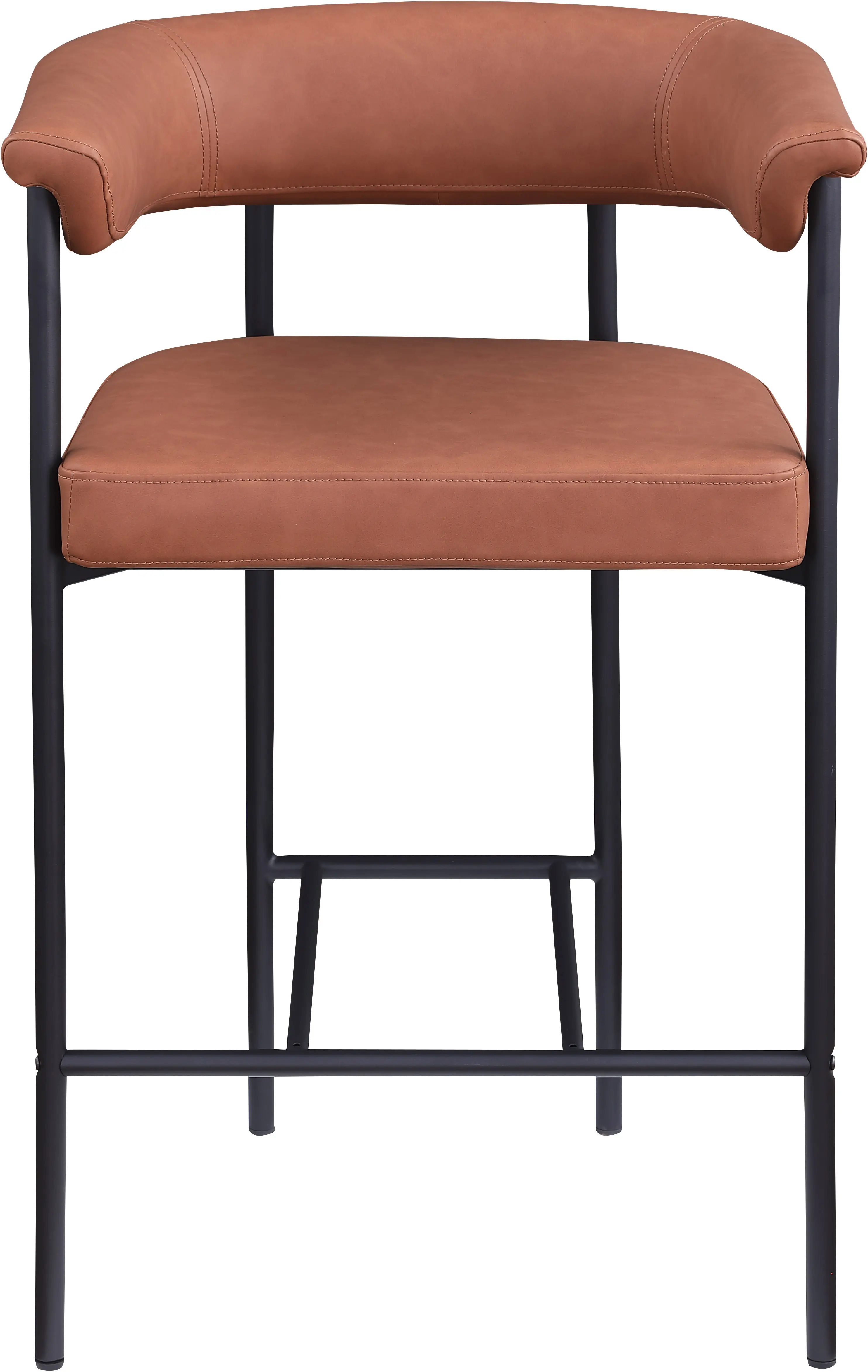 Malin Cognac Vegan Leather Upholstered Counter Stool, Set of 2-4