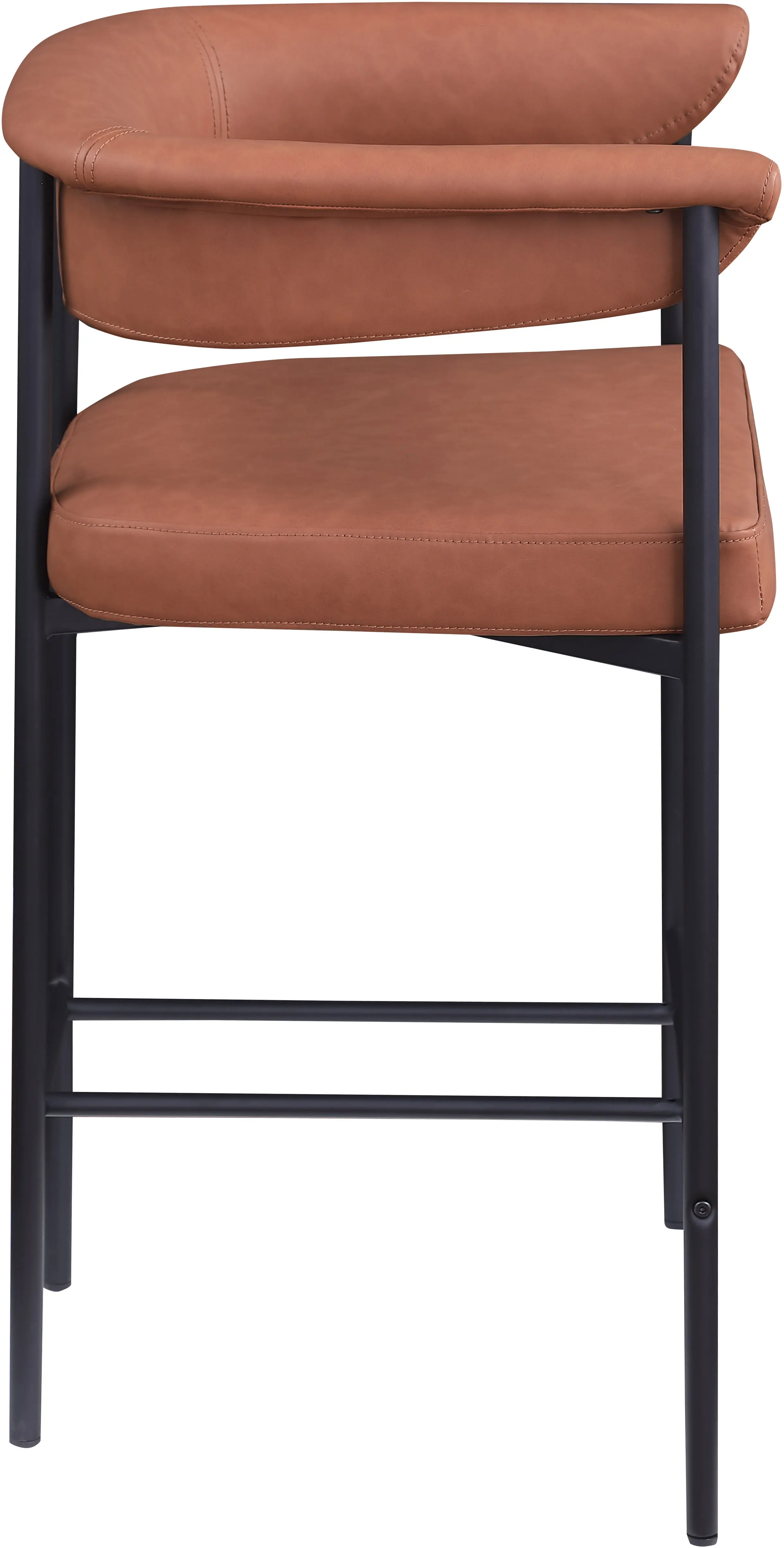 Malin Cognac Vegan Leather Upholstered Counter Stool, Set of 2-5