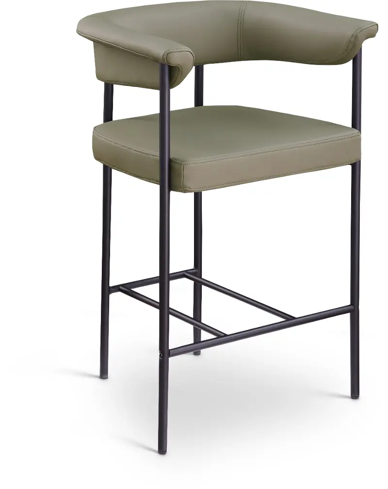 Malin Olive Vegan Leather Upholstered Counter Stool, Set of 2