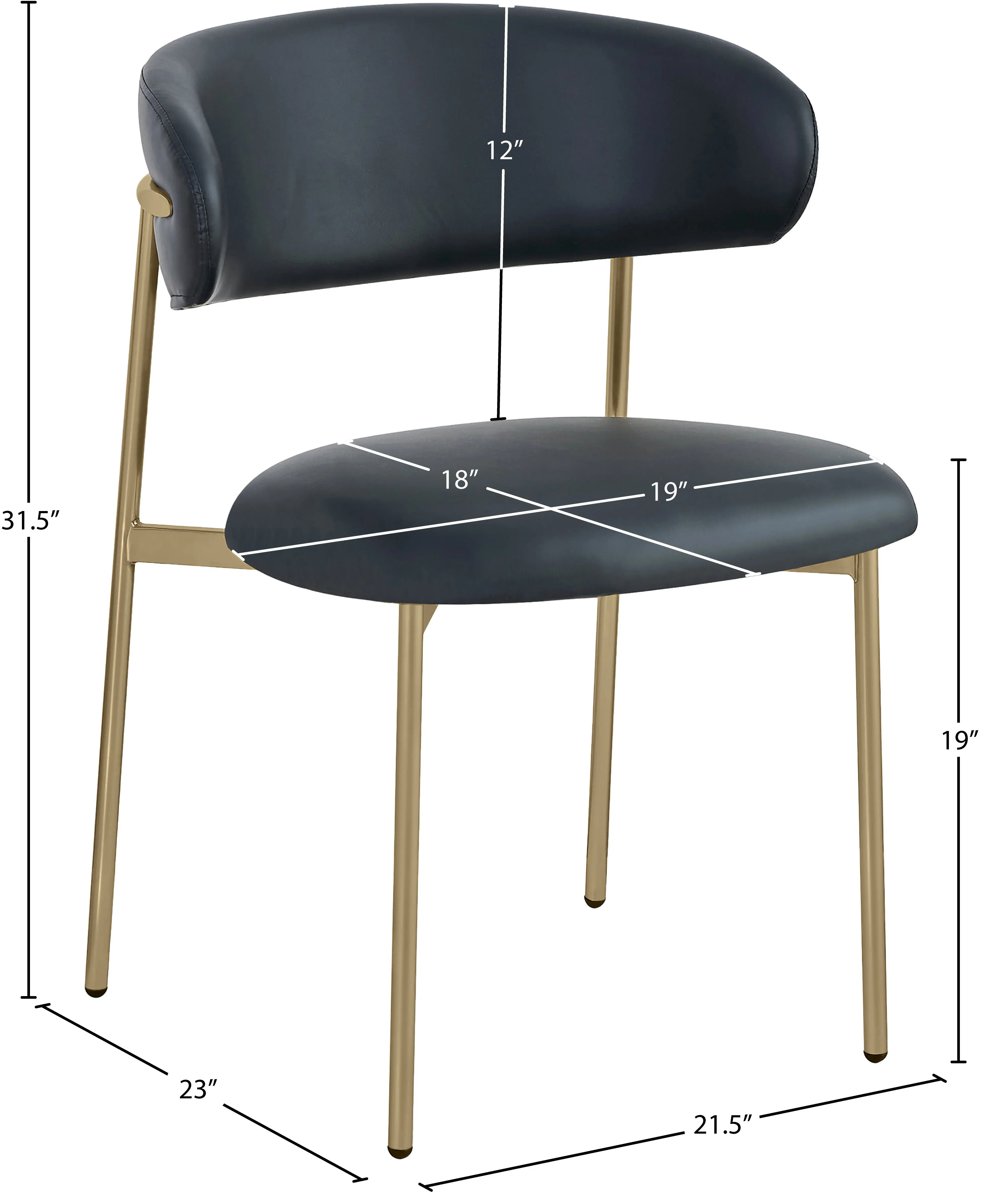 Lupita Black and Gold Dining Chair, Set of 2-3
