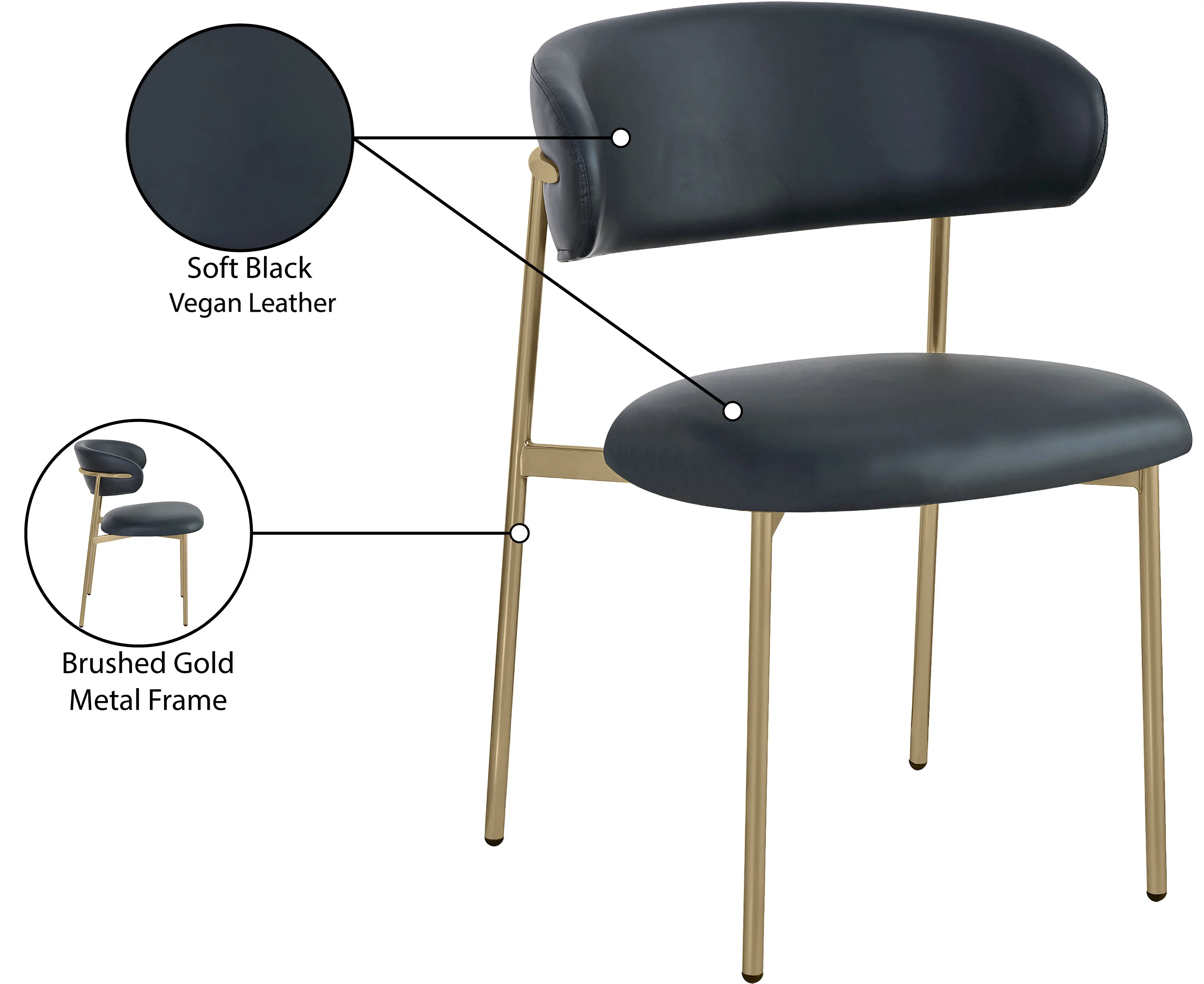 Lupita Black and Gold Dining Chair, Set of 2-8