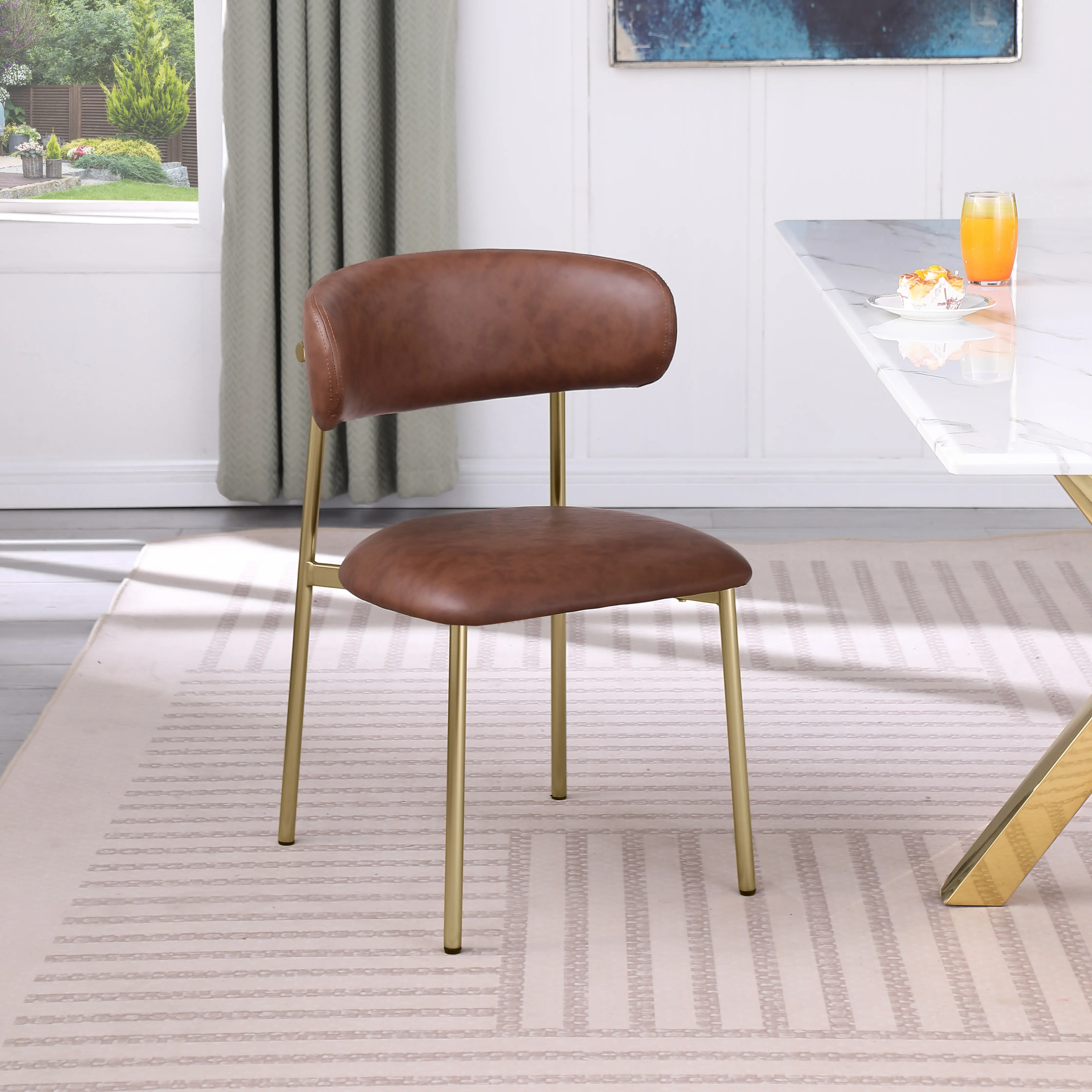 Lupita Brown and Gold Dining Chair, Set of 2-2