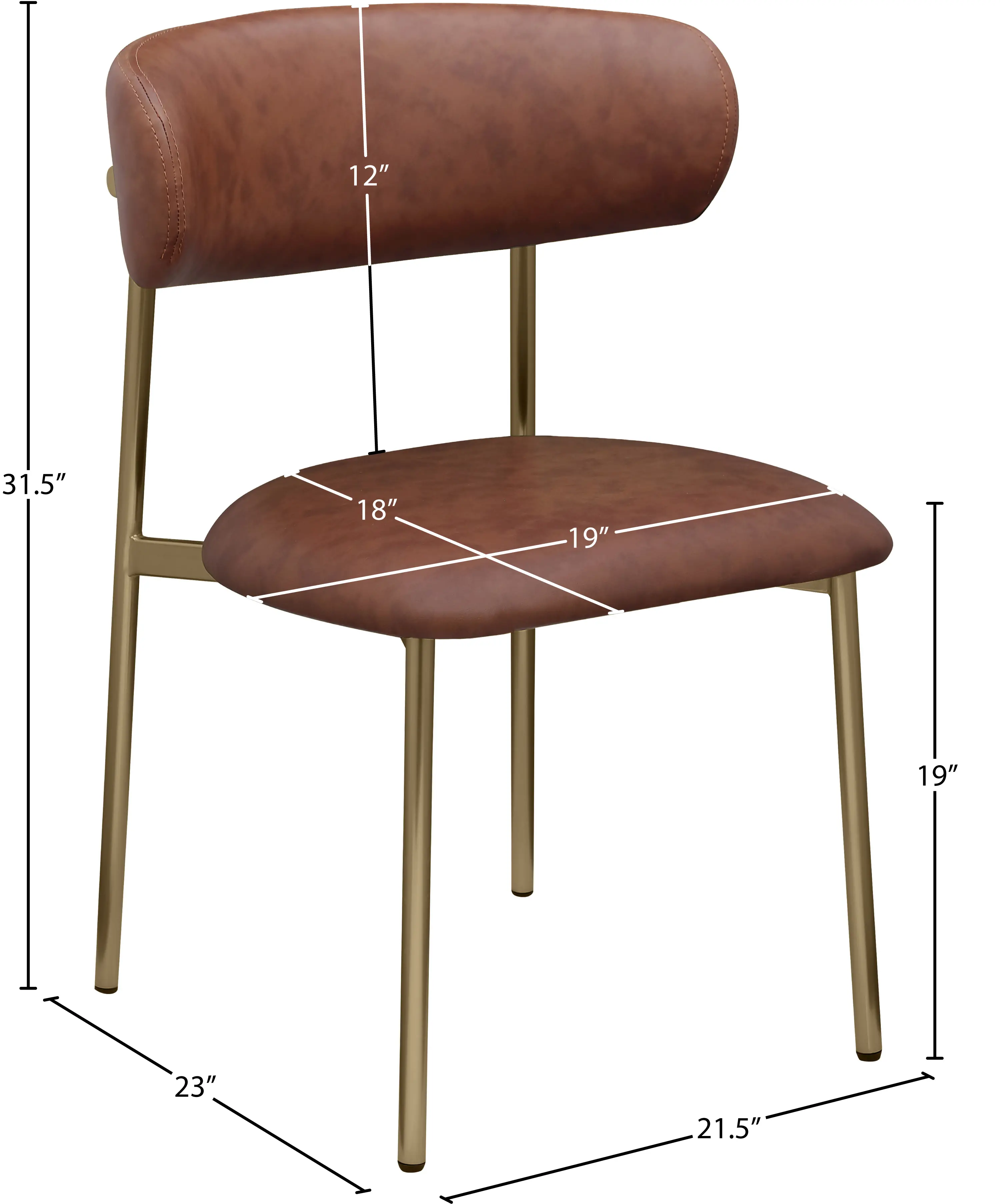 Lupita Brown and Gold Dining Chair, Set of 2-3