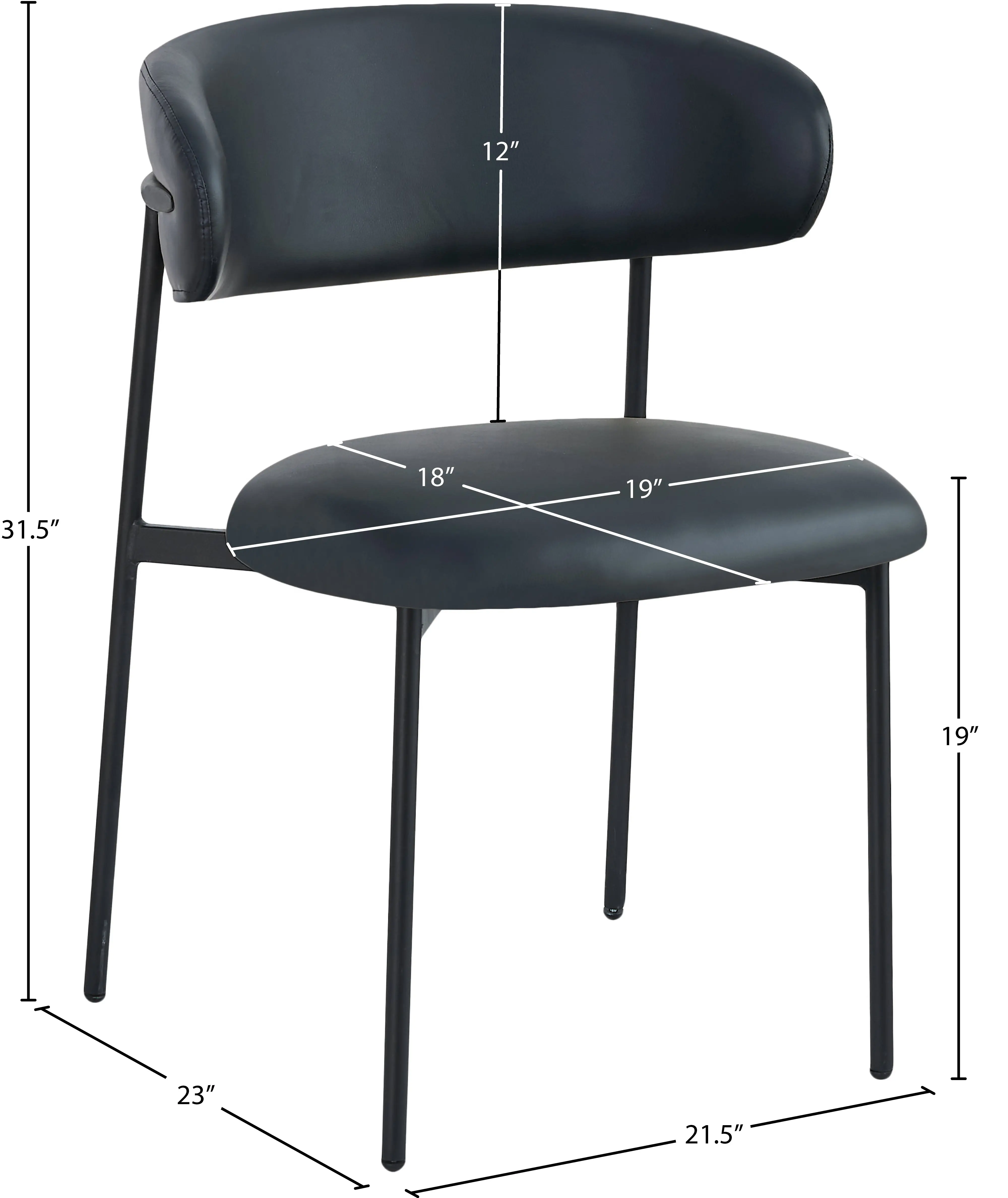 Lupita Black Dining Chair, Set of 2-3