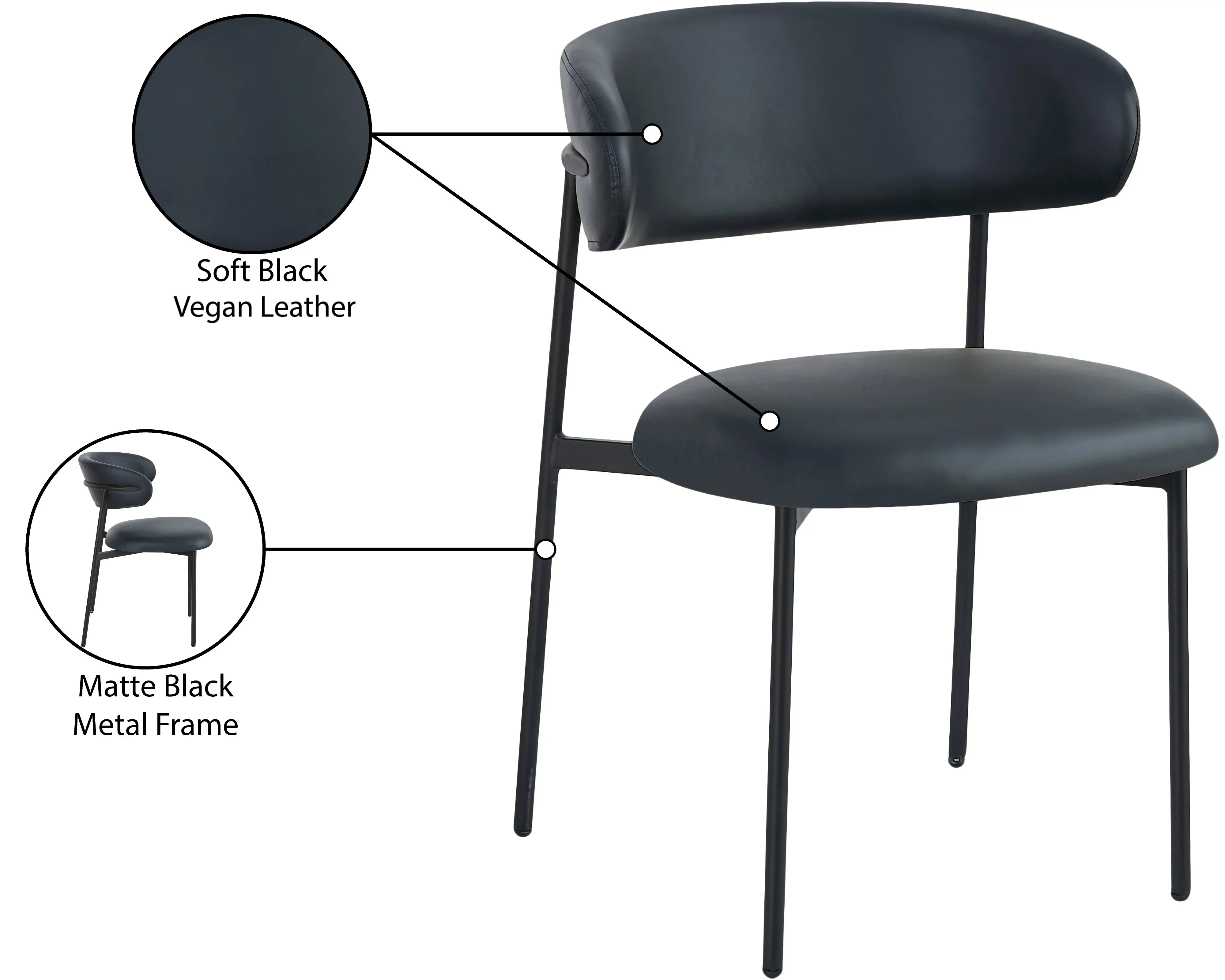 Lupita Black Dining Chair, Set of 2-8