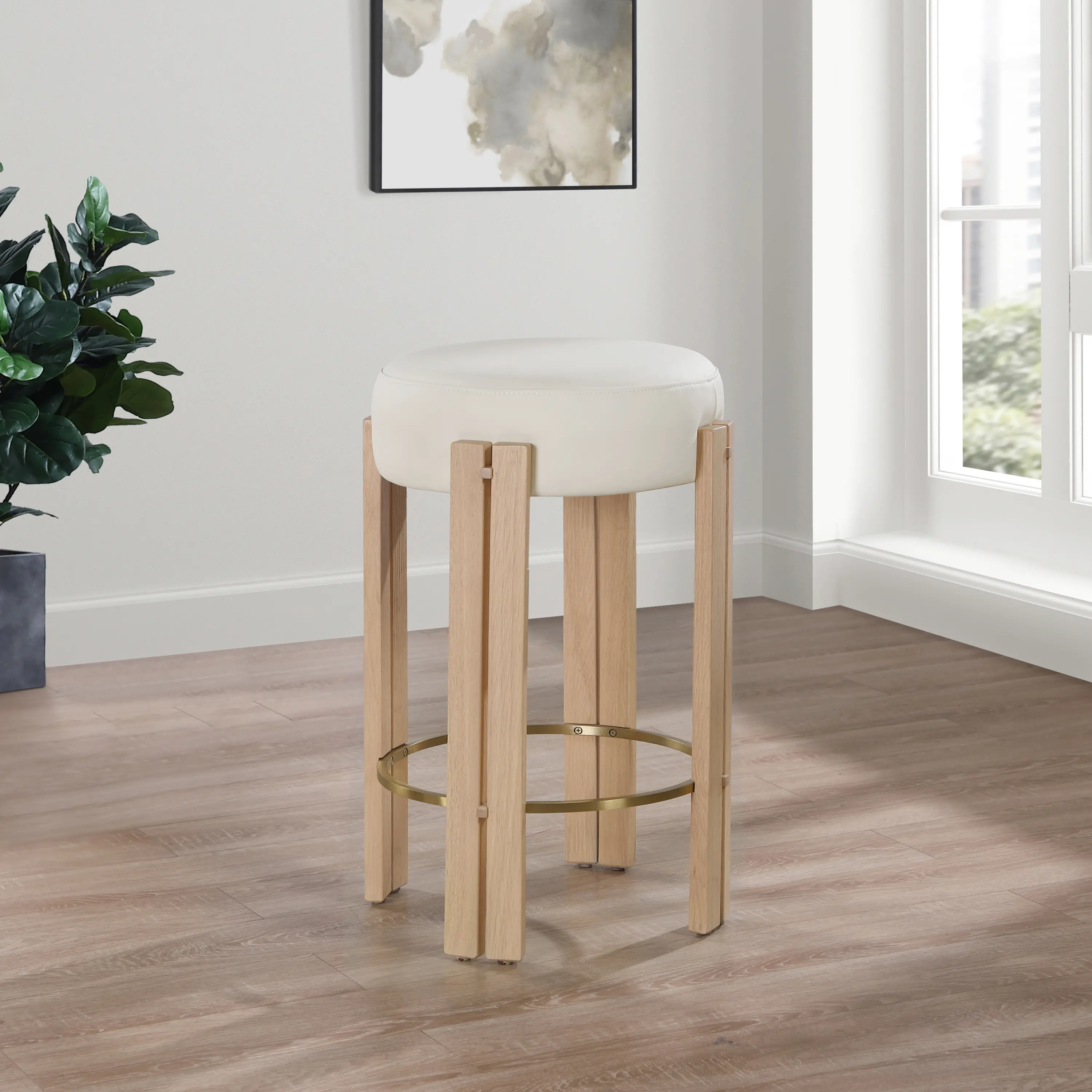Harrison Cream Upholstered Counter Stool-2