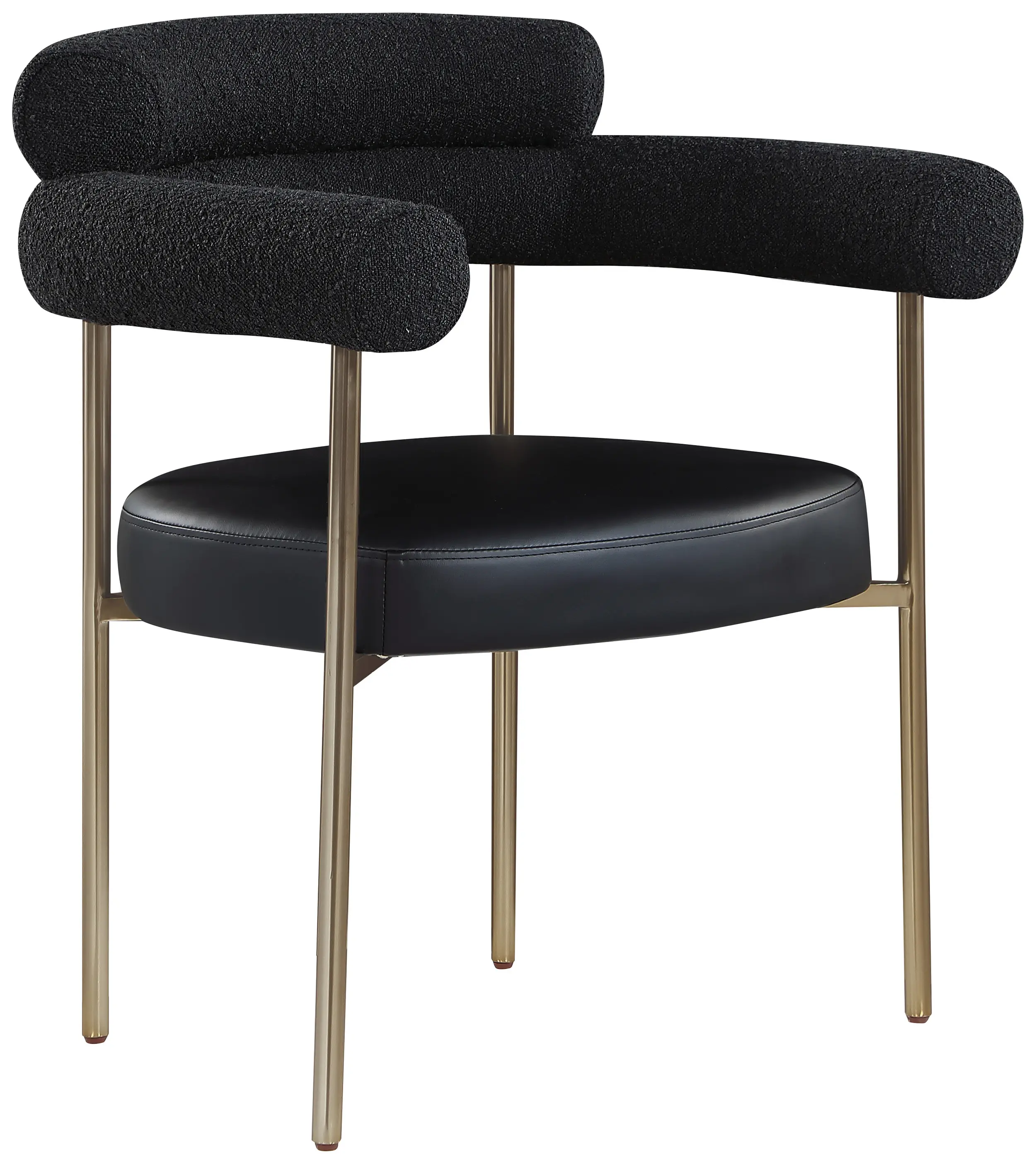 Blake Black Boucle and Vegan Leather Dining Chair, Set of 2-1