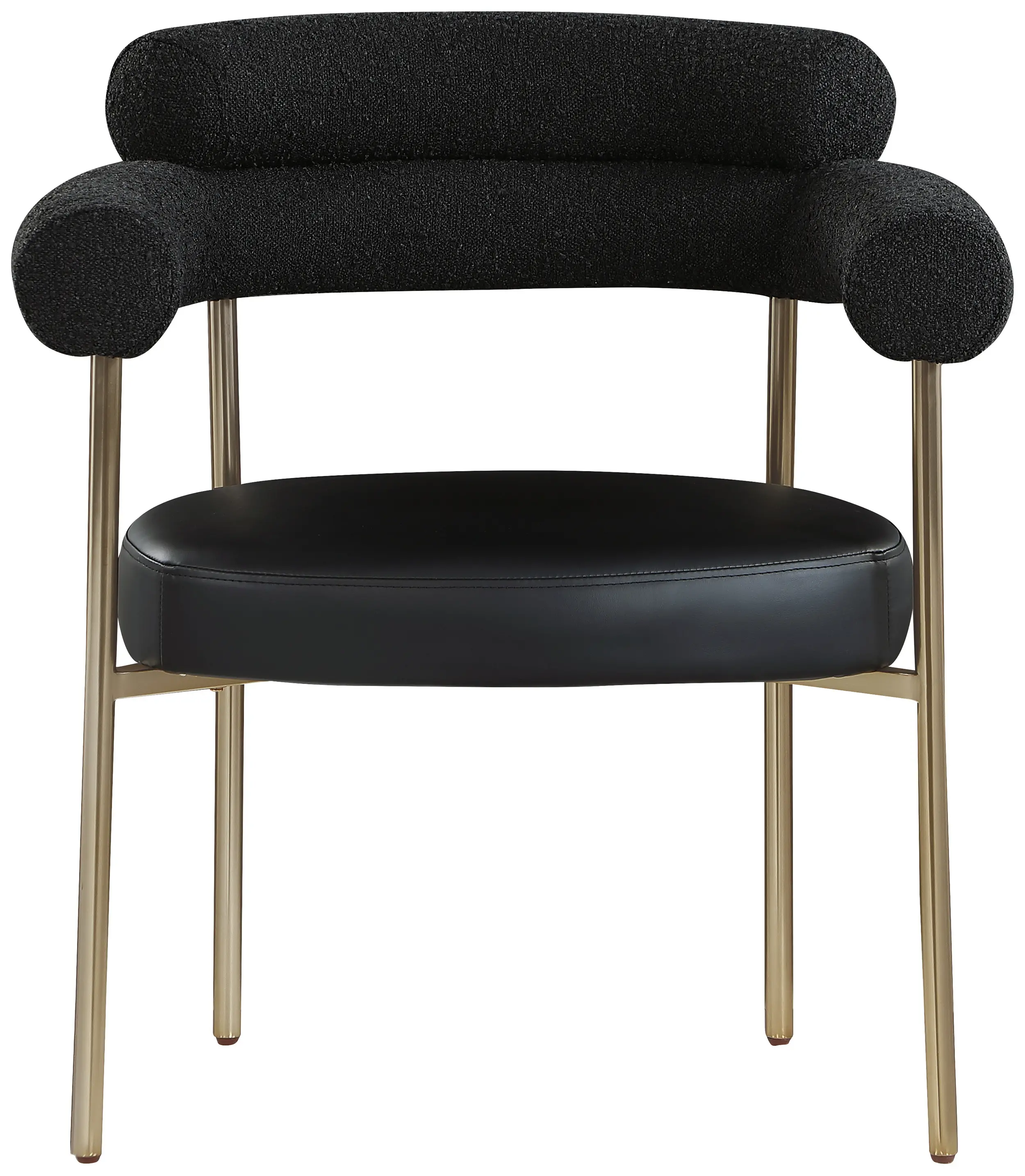 Blake Black Boucle and Vegan Leather Dining Chair, Set of 2-4