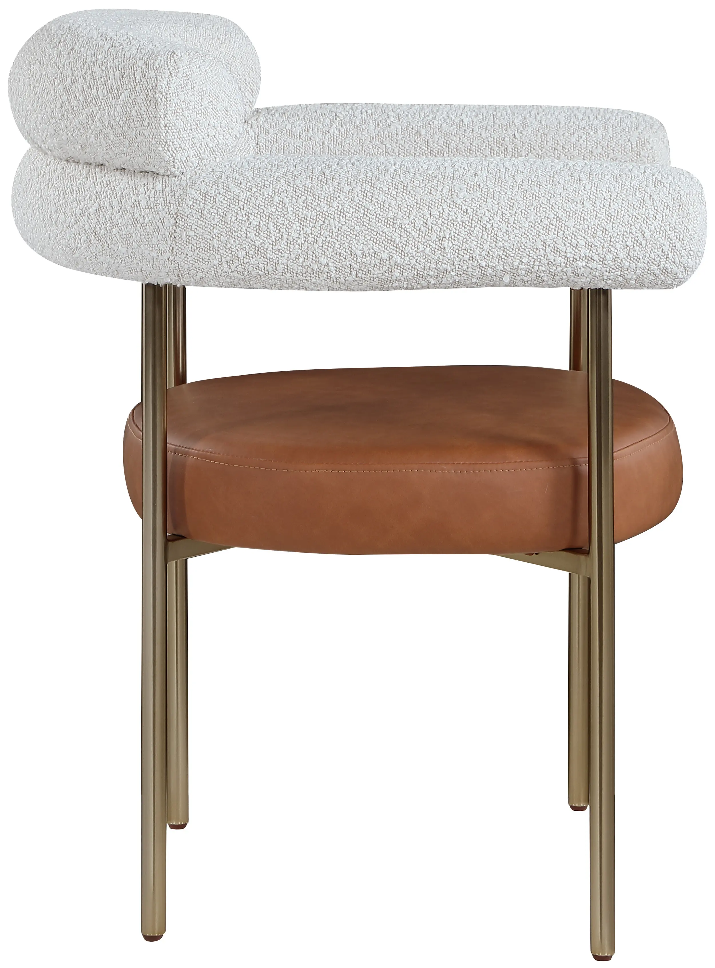 Blake Cream Boucle and Cognac Vegan Leather Dining Chair, Set of 2-5