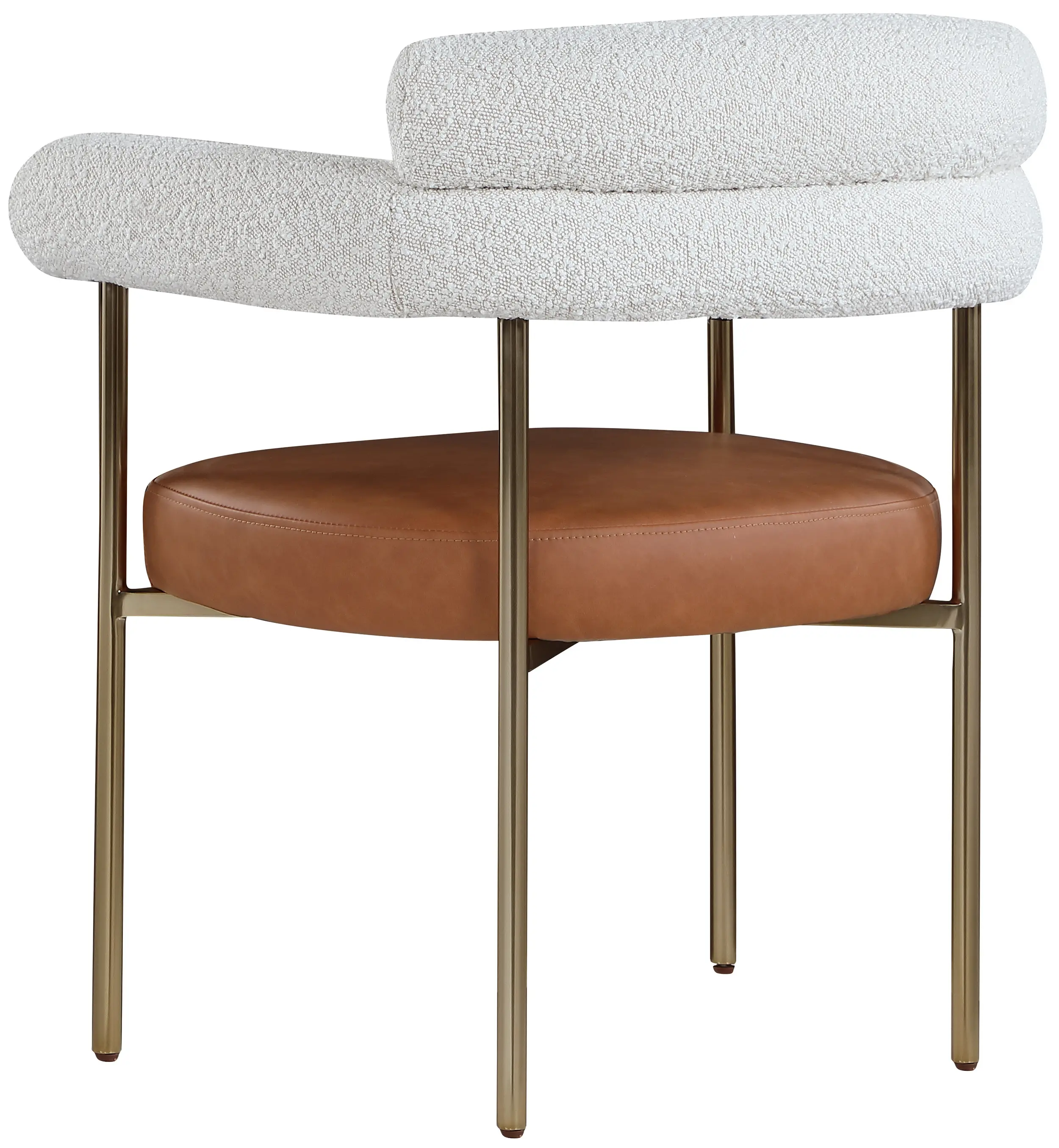 Blake Cream Boucle and Cognac Vegan Leather Dining Chair, Set of 2-6