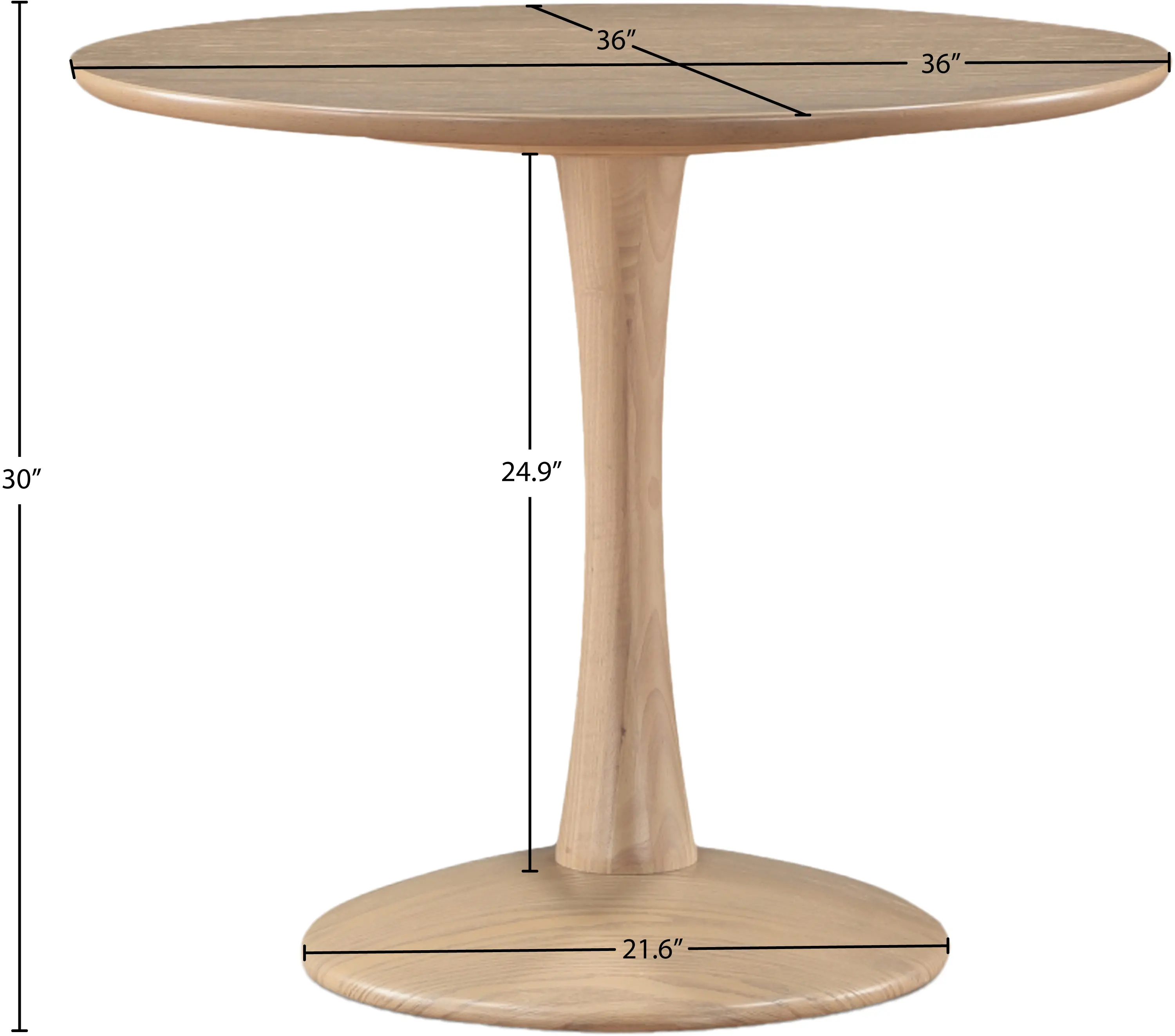 914OAK-T Holly 36 Natural Wood Round Dining Table-7