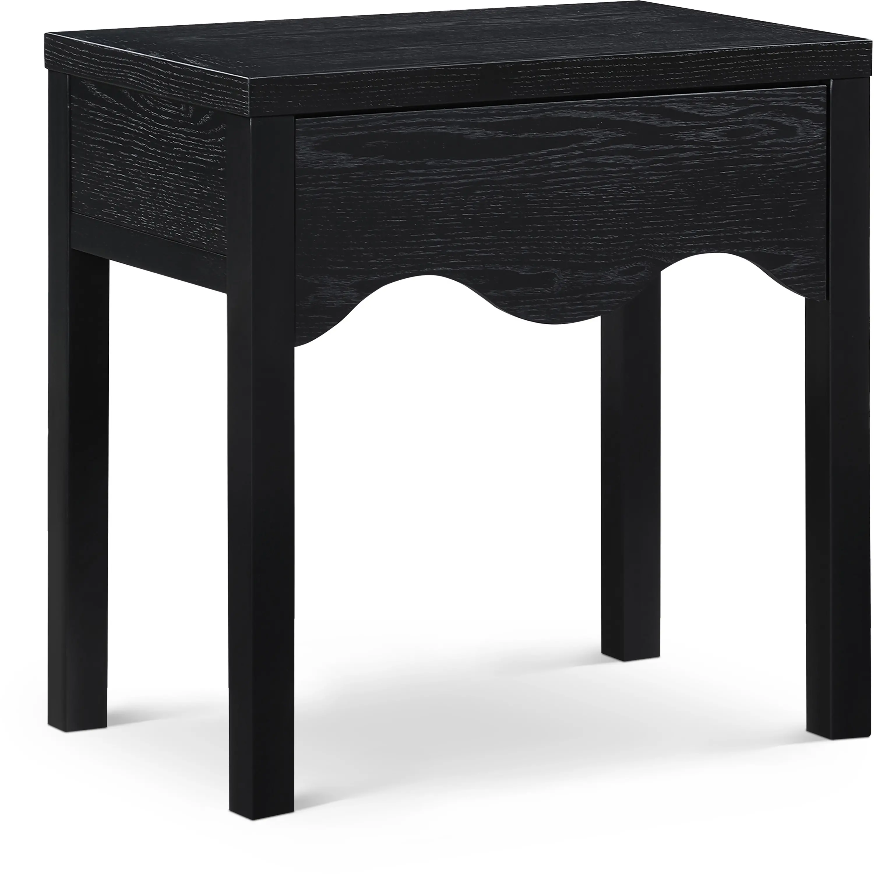 Fiora Black Scalloped Nightstand with Drawer-3