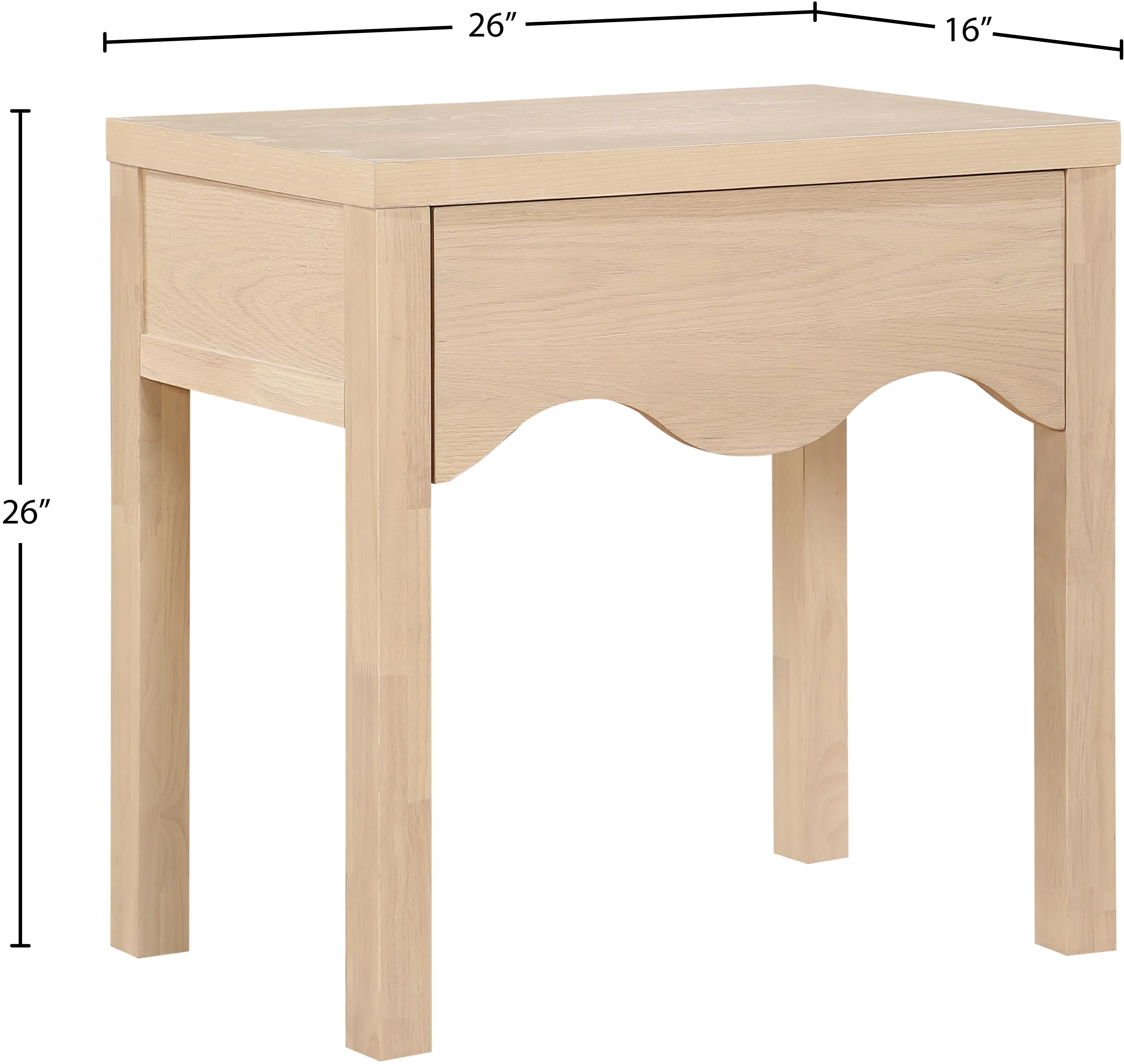 Fiora Natural Scalloped Nightstand with Drawer-10