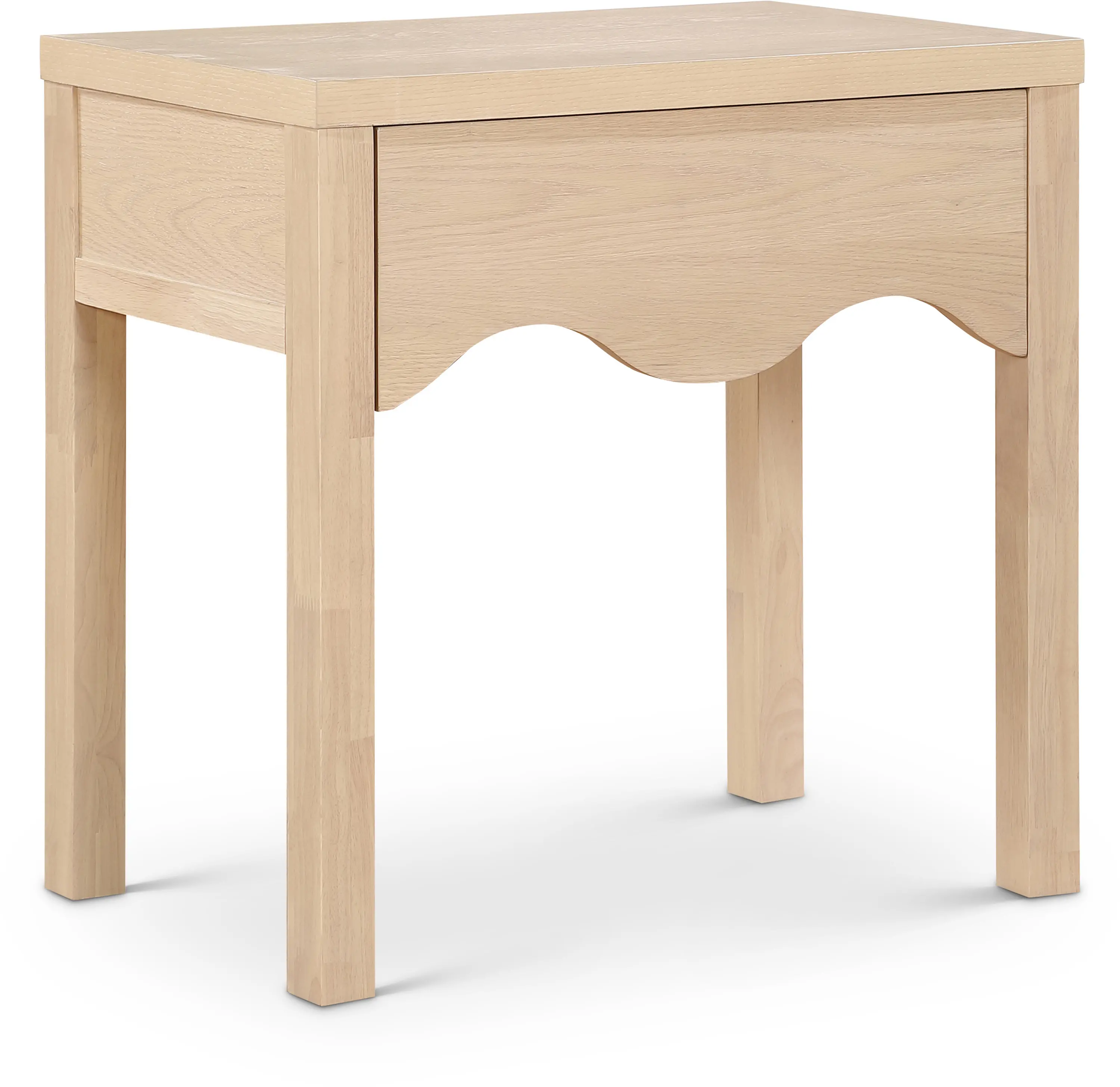 Fiora Natural Scalloped Nightstand with Drawer-3