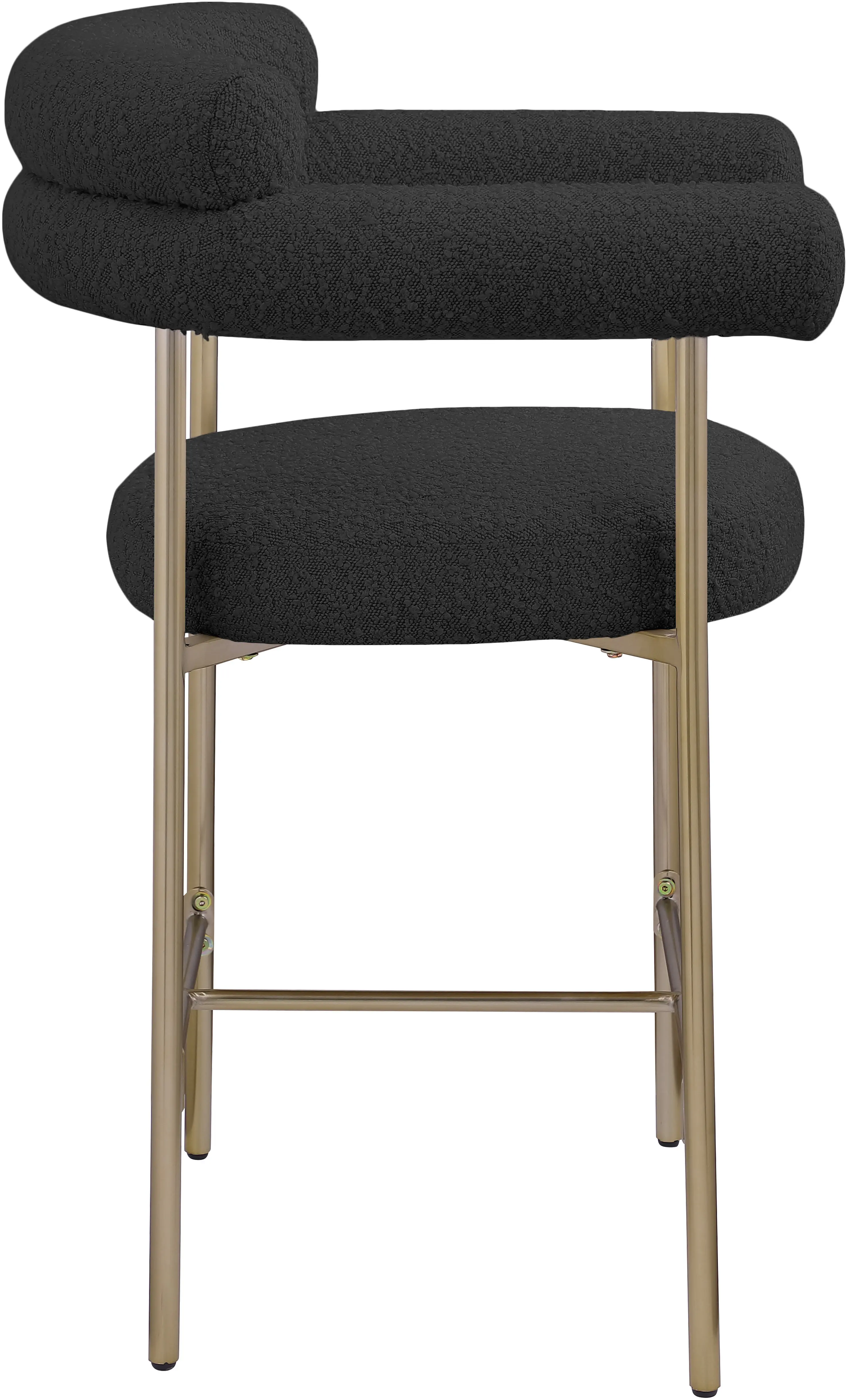 Blake Black Boucle Upholstered Counter Stool, Set of 2-5