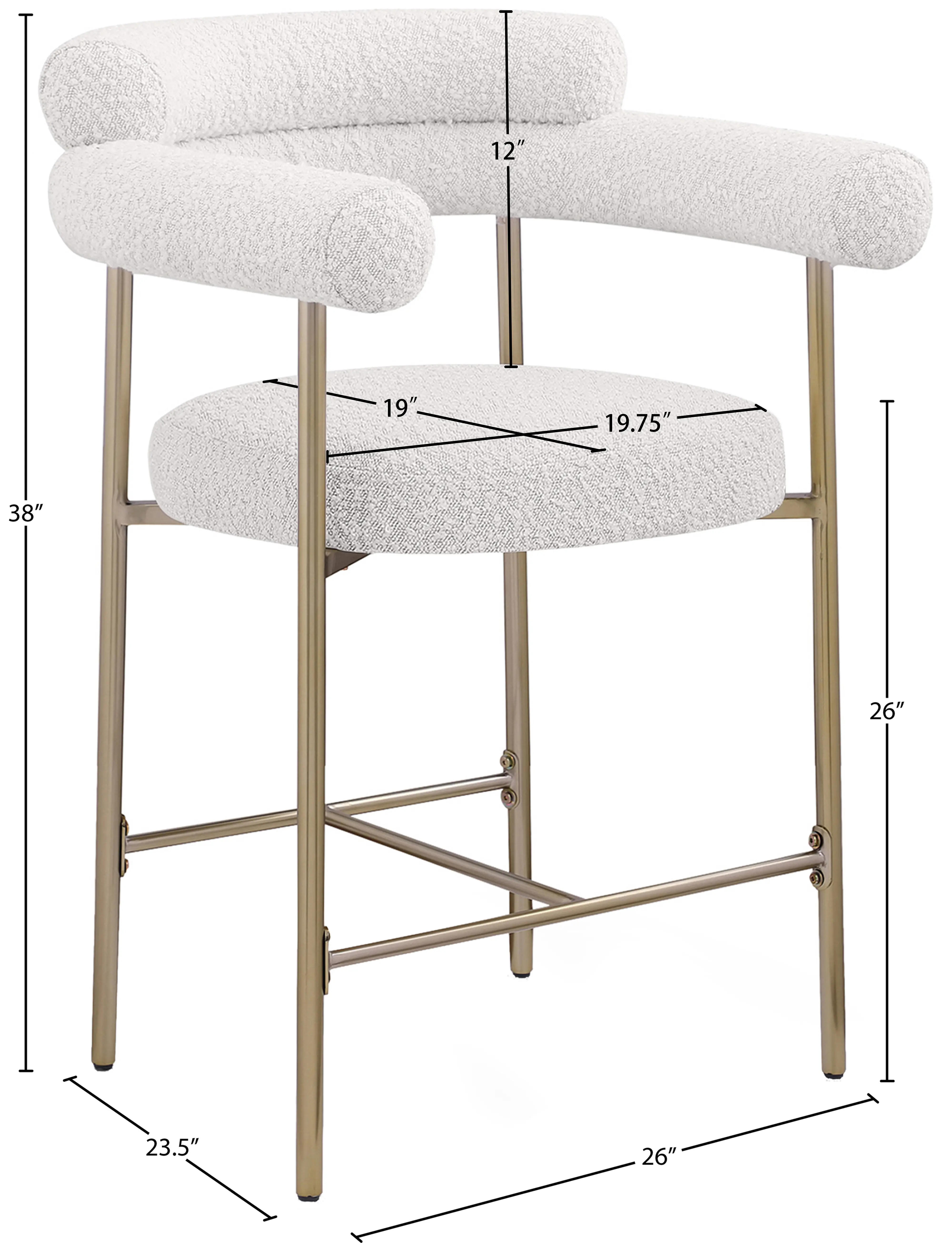 Blake Cream Boucle Upholstered Counter Stool, Set of 2-3