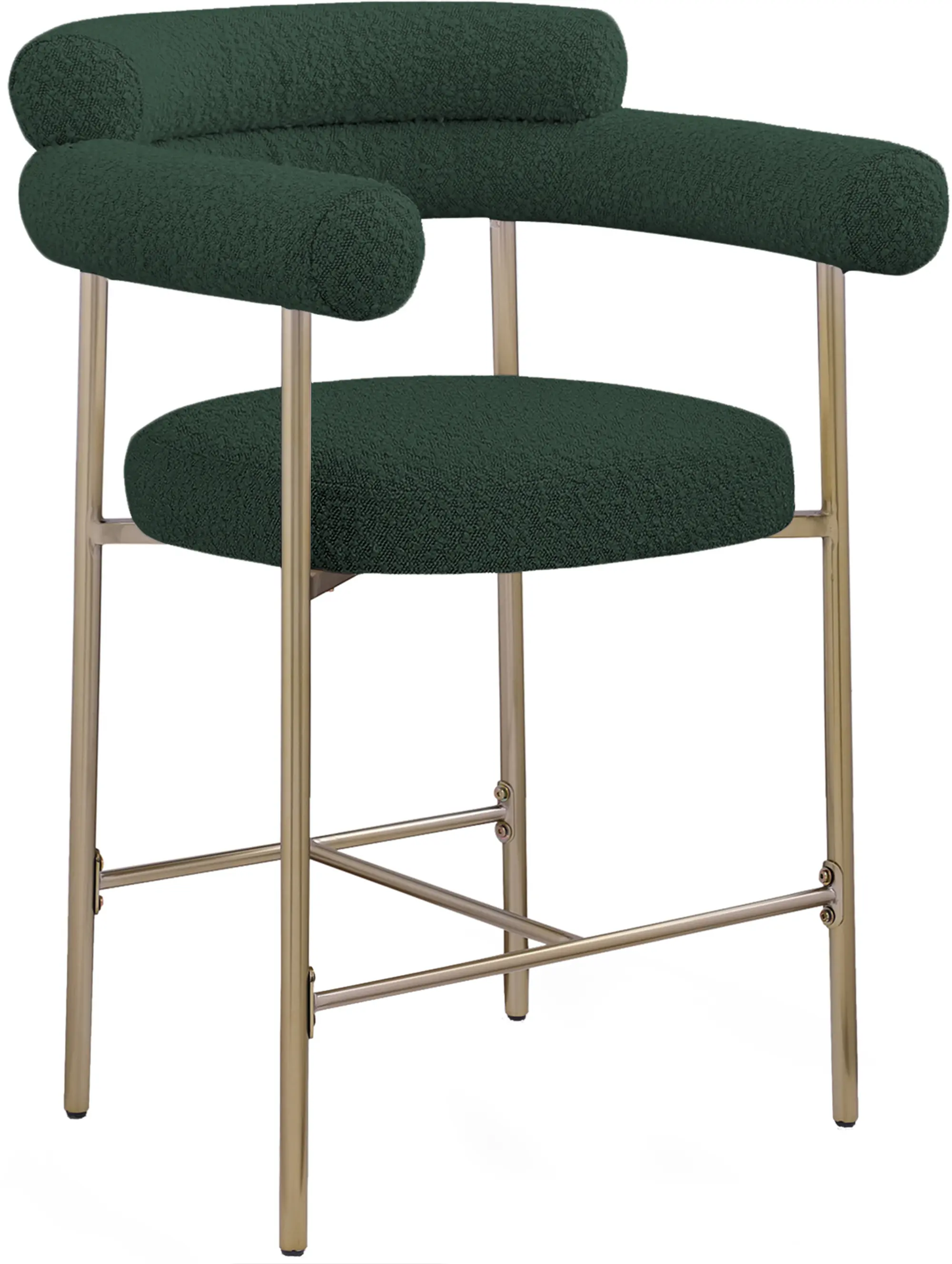 Blake Green Boucle Upholstered Counter Stool, Set of 2-1