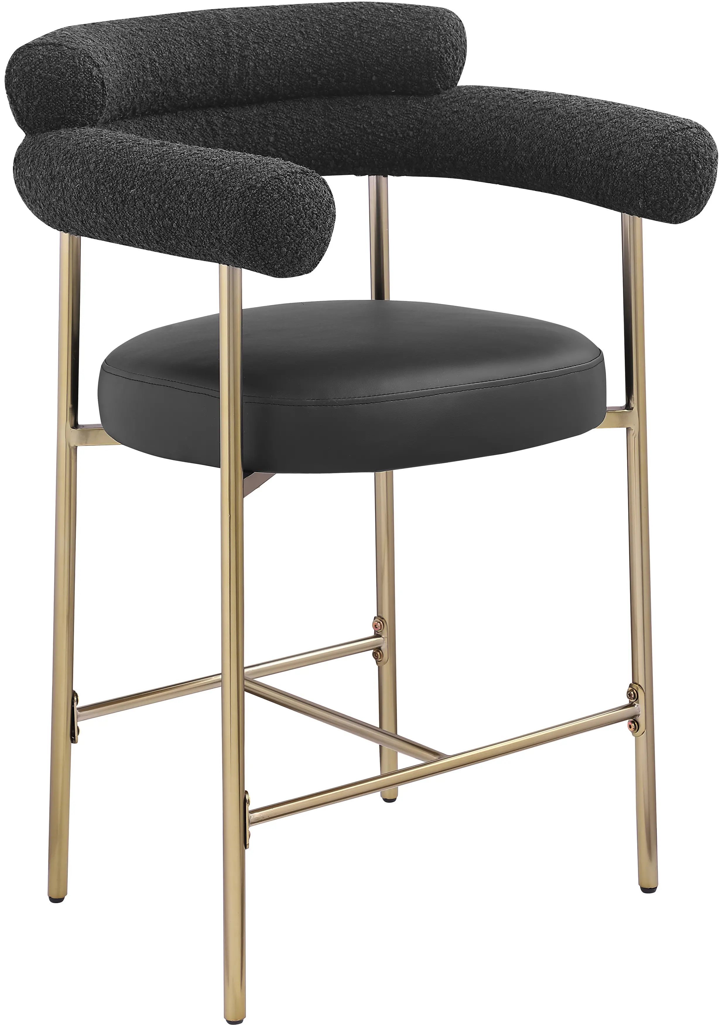 Blake Black Boucle Vegan Leather Counter Stool, Set of 2-1