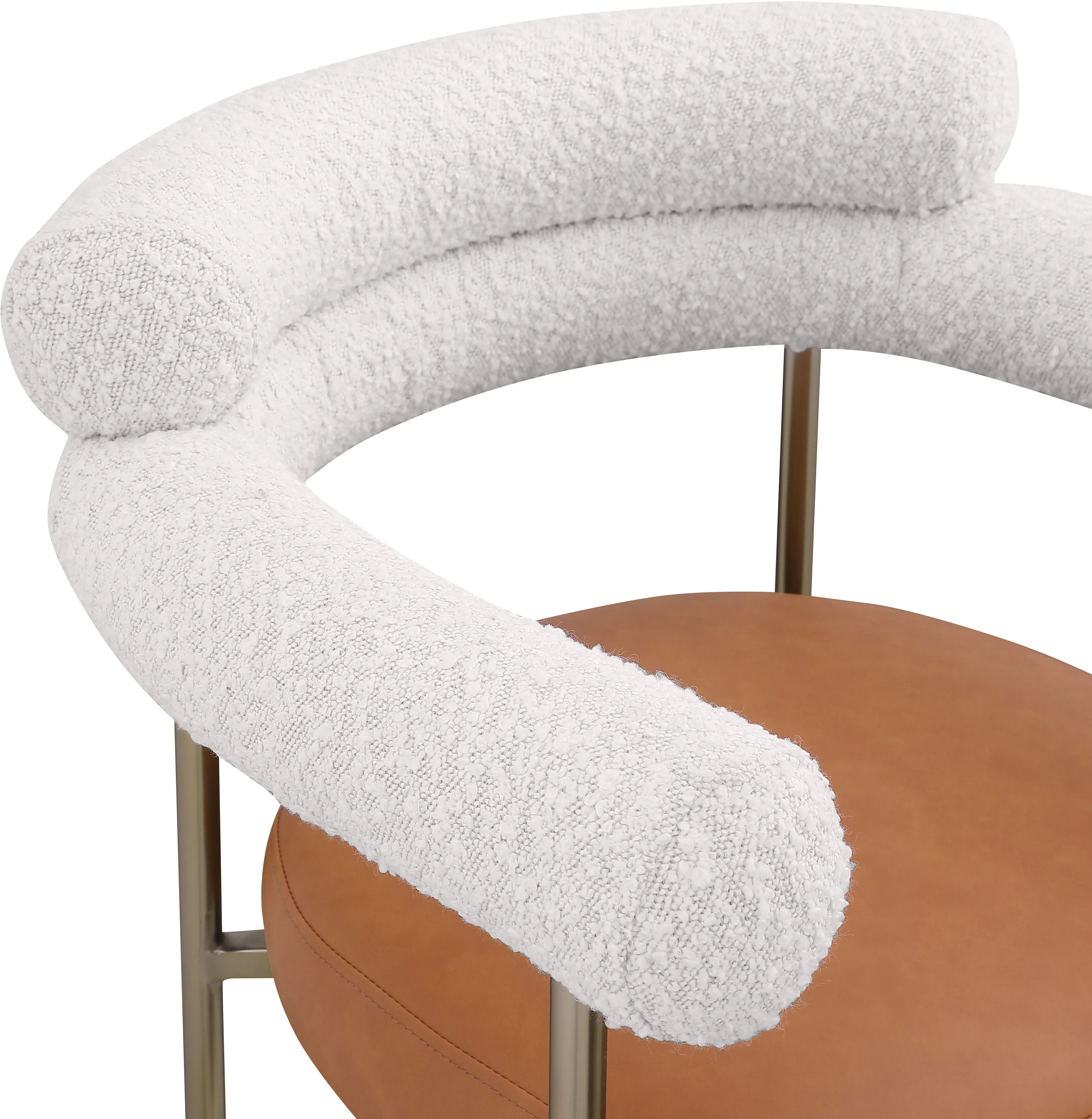 Blake Cream Boucle and Cognac Vegan Leather Counter Stool, Set of 2-8